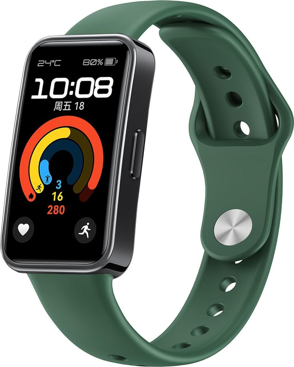 Pre Huawei Watch Band 10 / 10 NFC Silikónový remienok Reverzná pracka D- Green