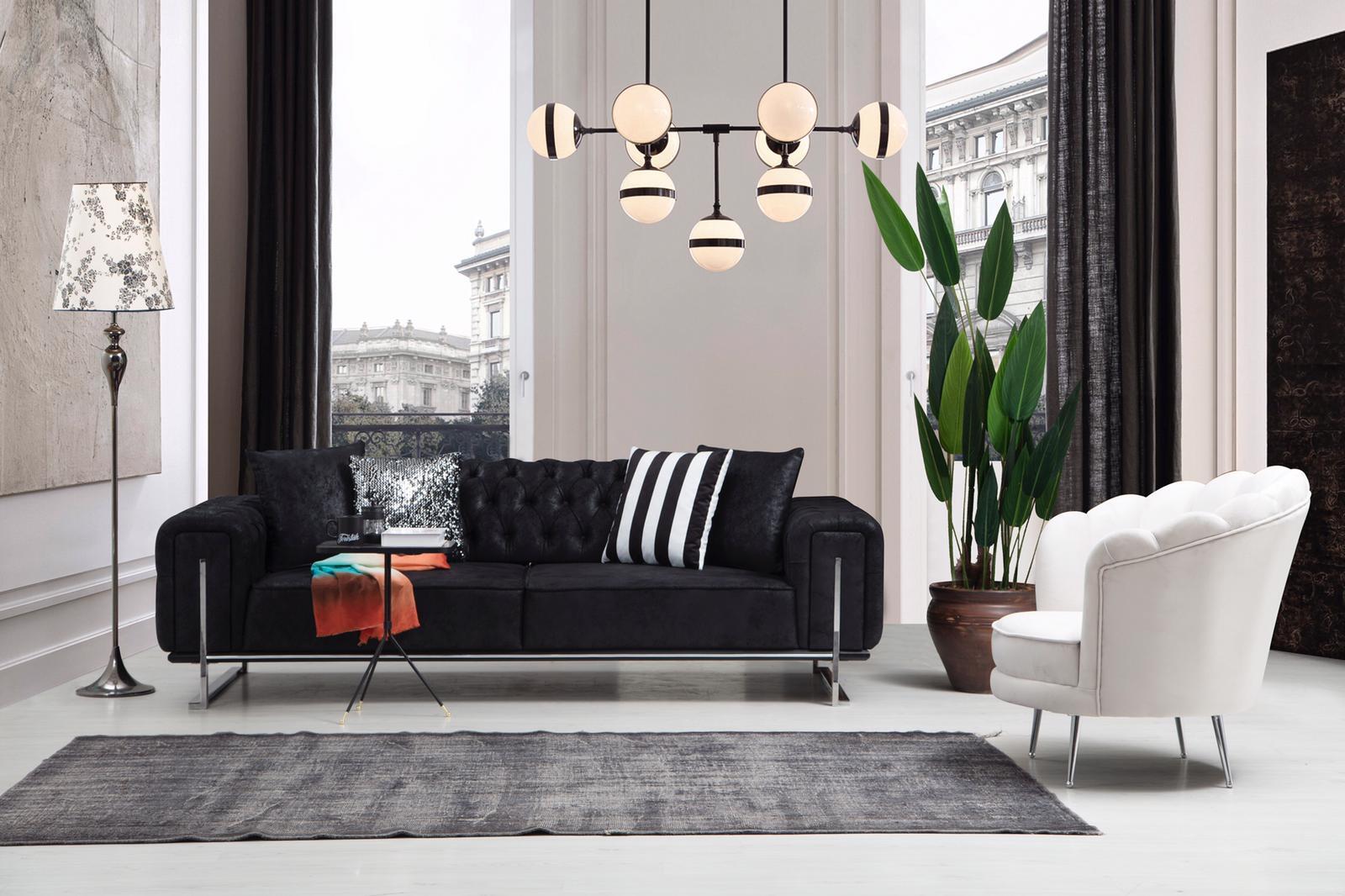 Modern Möbel Wohnzimmer Komplett Sofa Couch Dreisitzer Polstermöbel Sessel