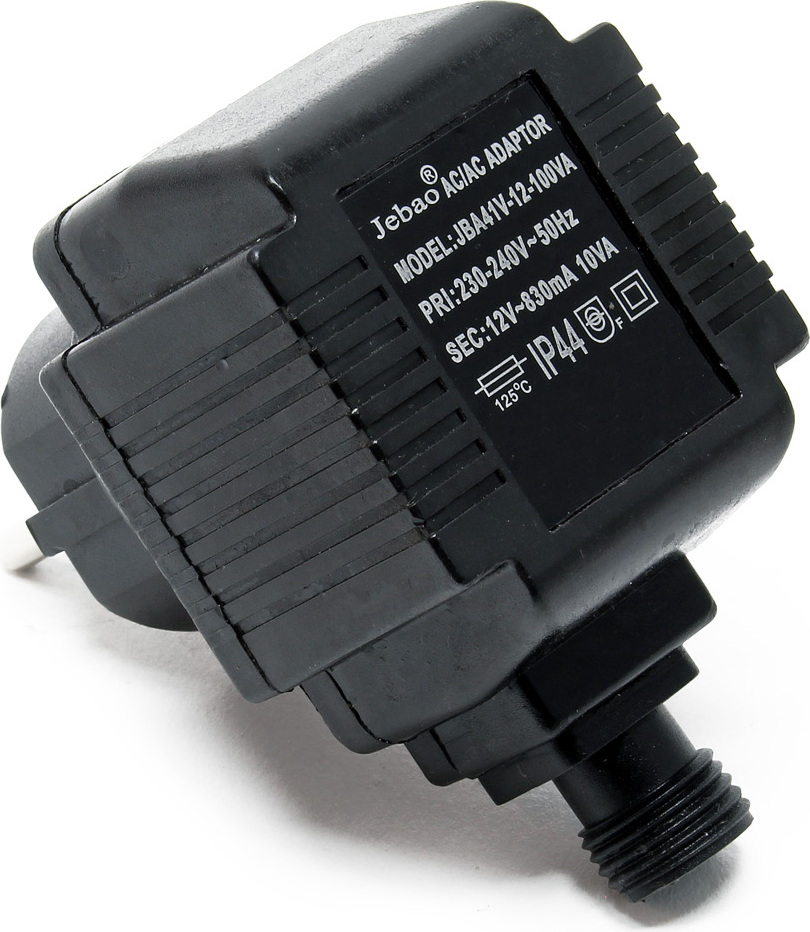 Napájacia jednotka SunSun JBA41V-12-100VA 12 V 830 mA, 2-pólový sieťový adaptér s nízkonapäťovým zásuvným systémom, transformátor IP44 pre osvetlenie jazierka a záhrady