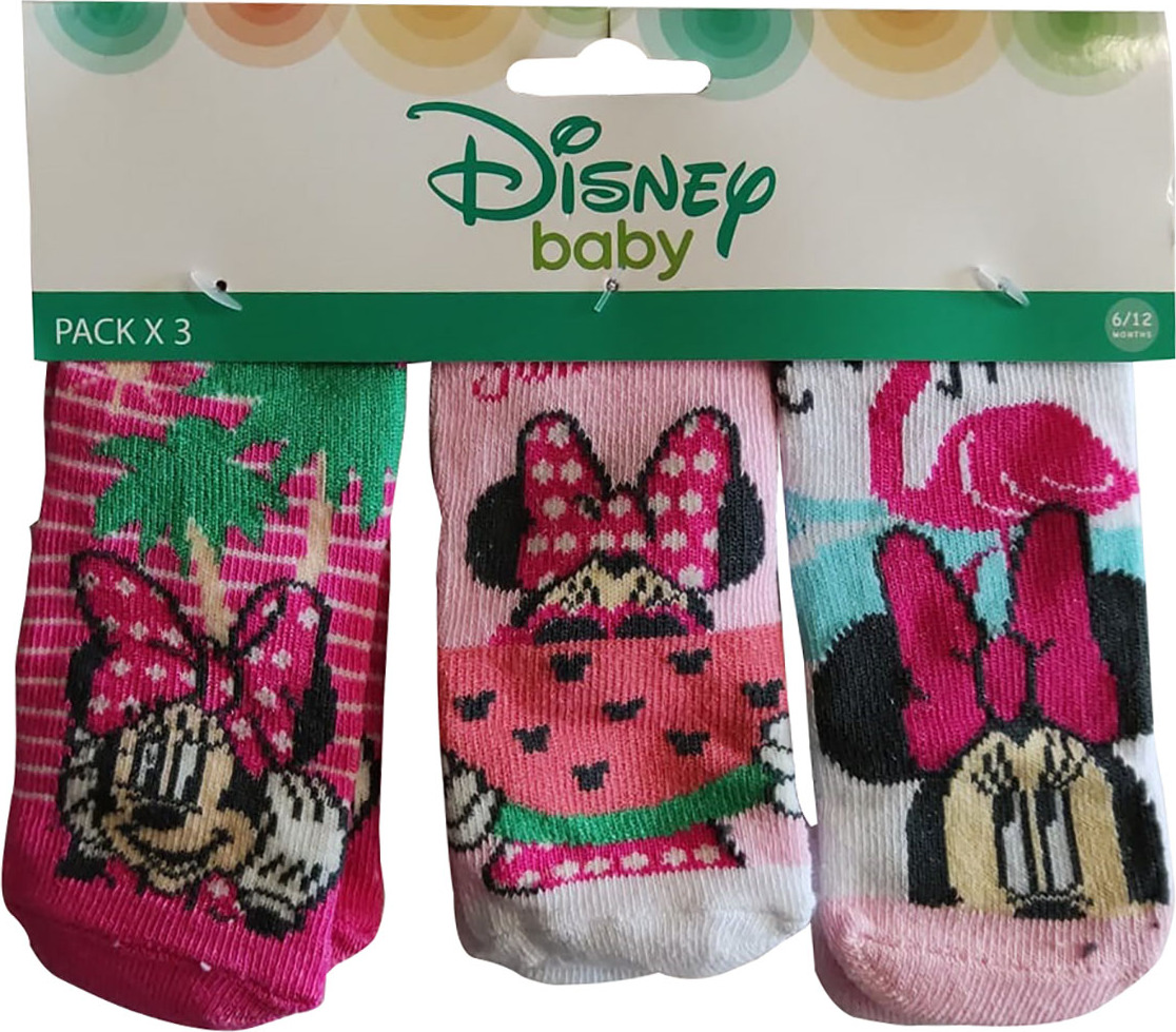 Disney Minnie Maus Baby Socken Strümpfe 3er Pack für Babys Rosa, Pink, Türkis, 6-12 Monate