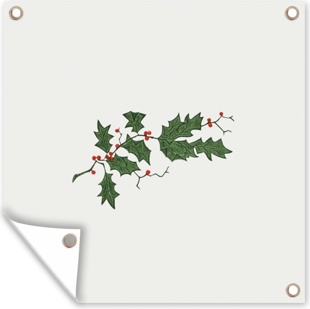 MuchoWow® 50x50 cm Outdoor-Poster Gartendeko Sichtschutz Garten Poster für den Garten Weihnachten - Stechpalme - Kunst 133|375430158