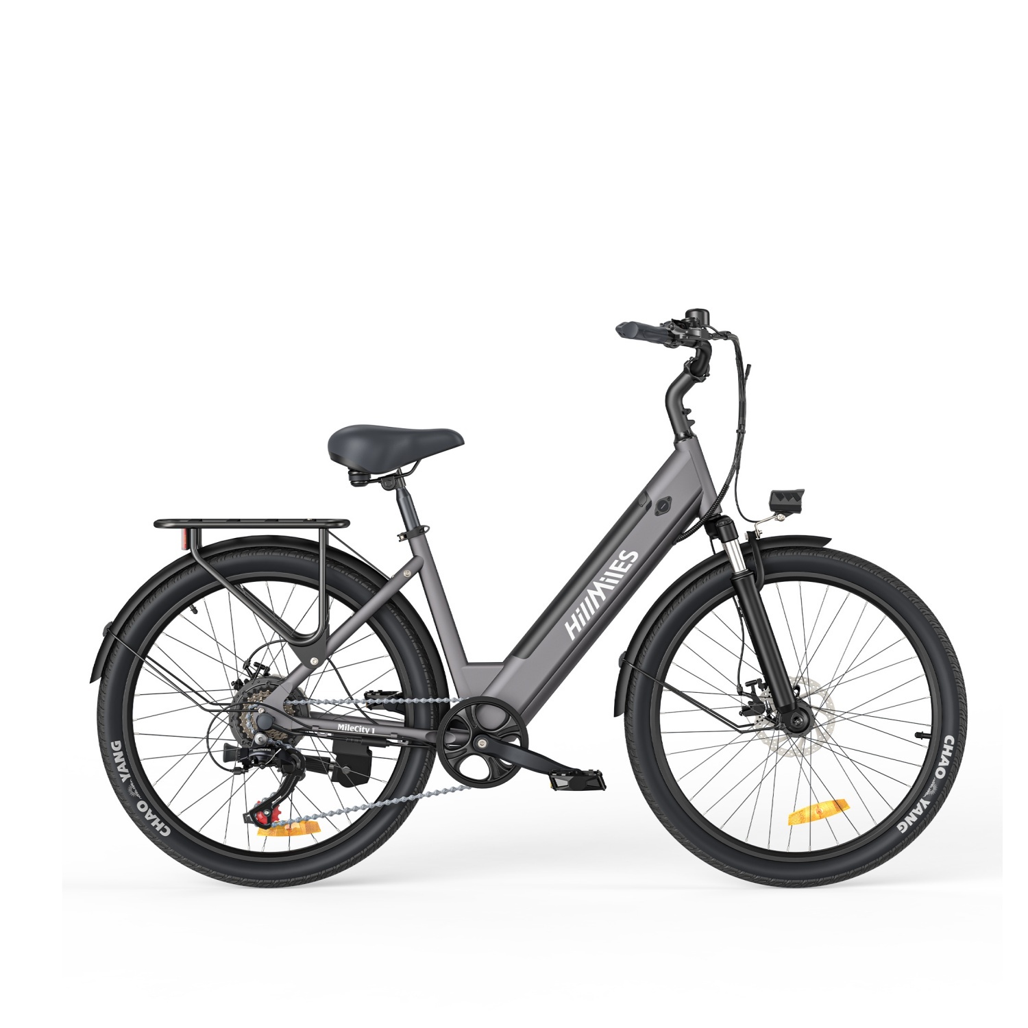 Elektrický bicykel HillMilES MileCity 1 - Motor 250W Batéria 36V13Ah 26-Palcové Pneumatiky Mechanické Kotúčové Brzdy - Šedá