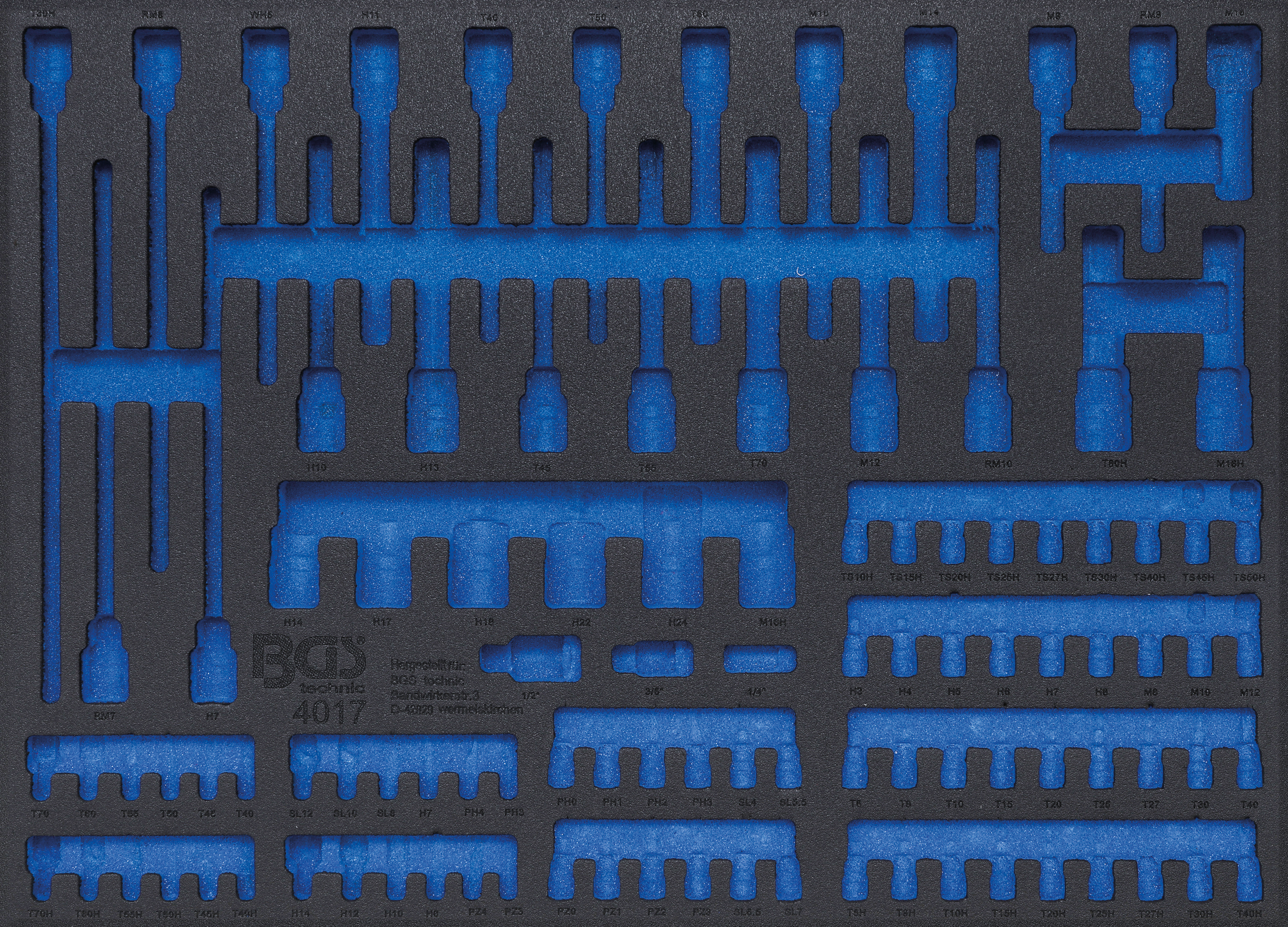 BGS technic BGS 4017-5 3/3 Werkstattwageneinlage für Bits / Biteinsätze, leer