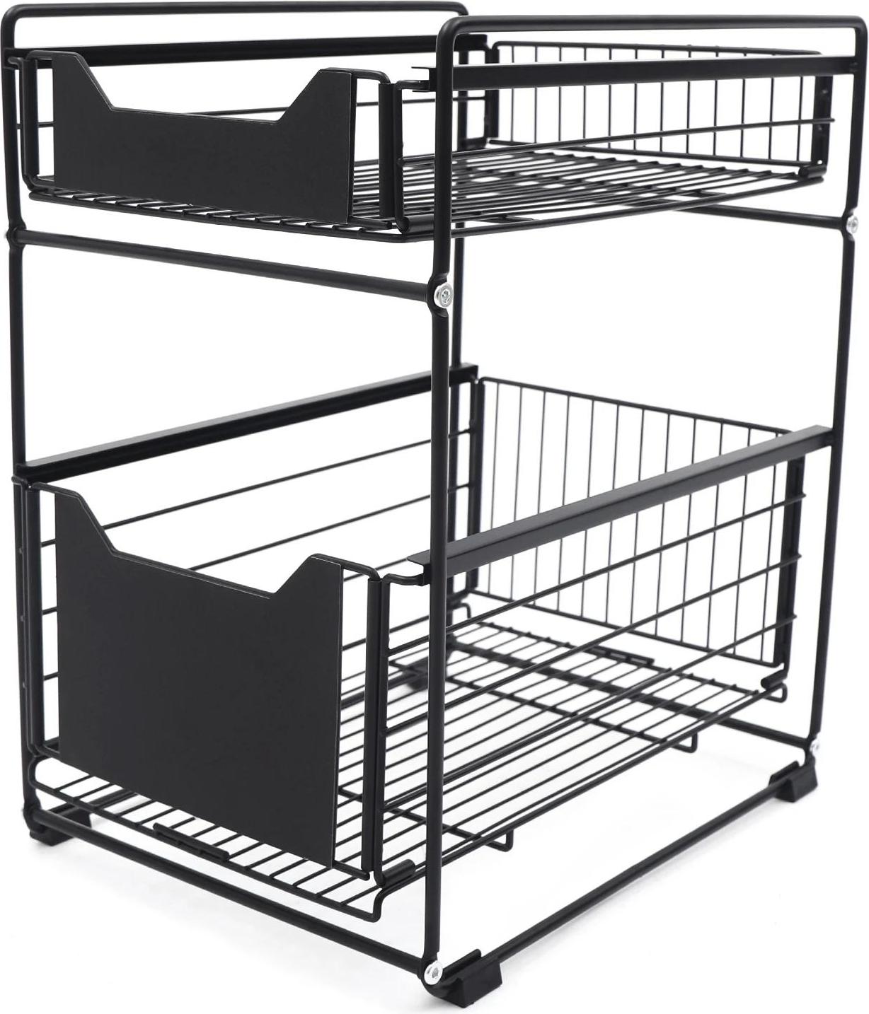 StarTech Küchenschrank Organizer - Ausziehregal - 2 Ebenen - Schiebbare Körbe - Unter der Spüle oder freistehend - Gewürzaufbewahrung - Schwarz