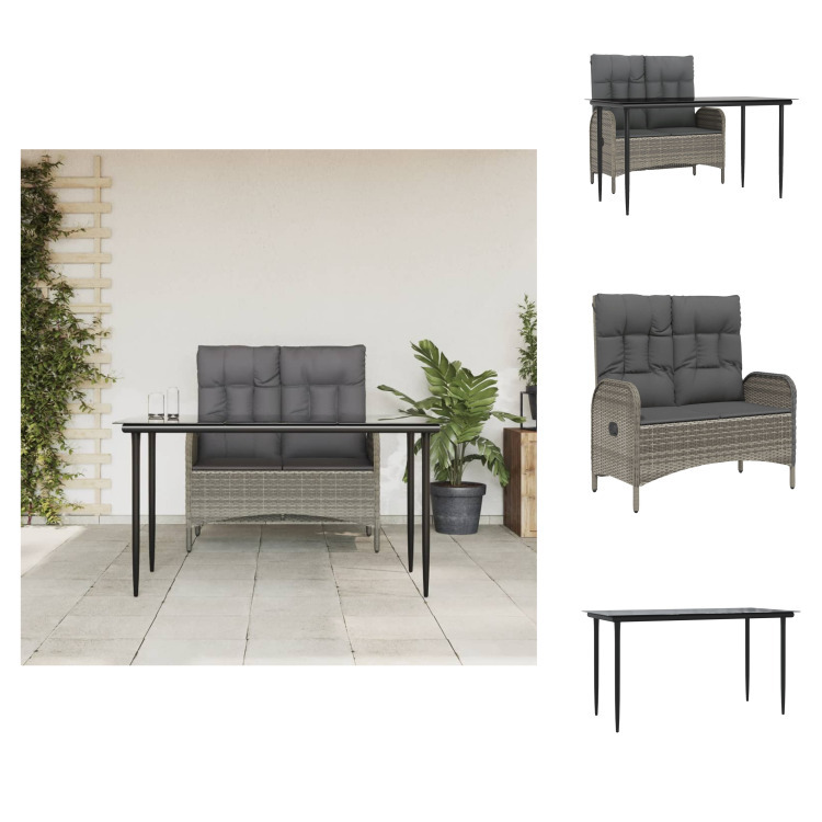 vidaXL 2-dielny záhradný jedálenský set s vankúšmi sivý polyratan - Záhradný nábytok sety
