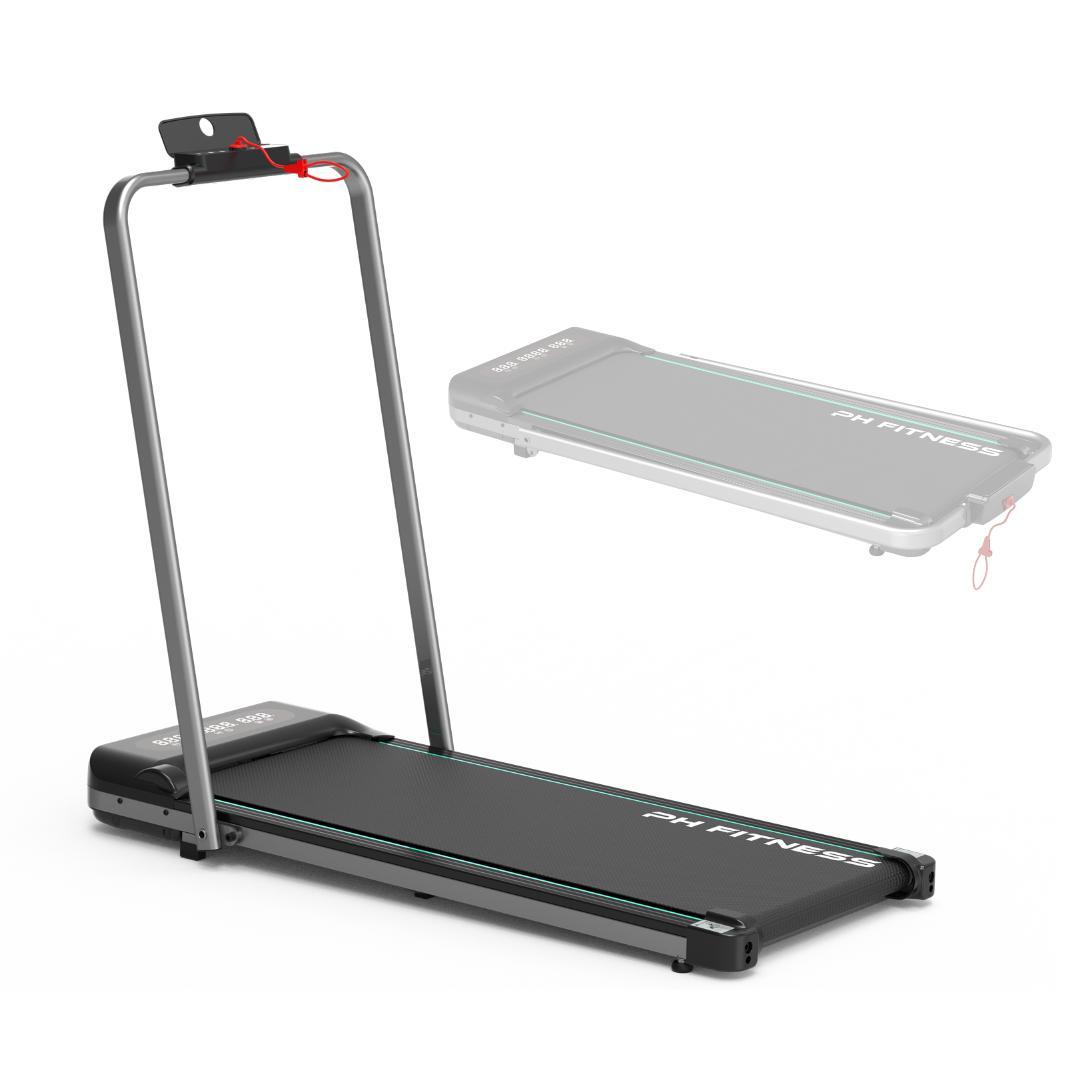 Skladací bežecký pás PH Fitness WP-400 – domáci trenažér s motorom 2,5 HP, rýchlosť 1–8 km/h, nosnosť 130 kg – Bluetooth, LCD displej, 12 programov, diaľkové ovládanie, bezpečnostné prvky