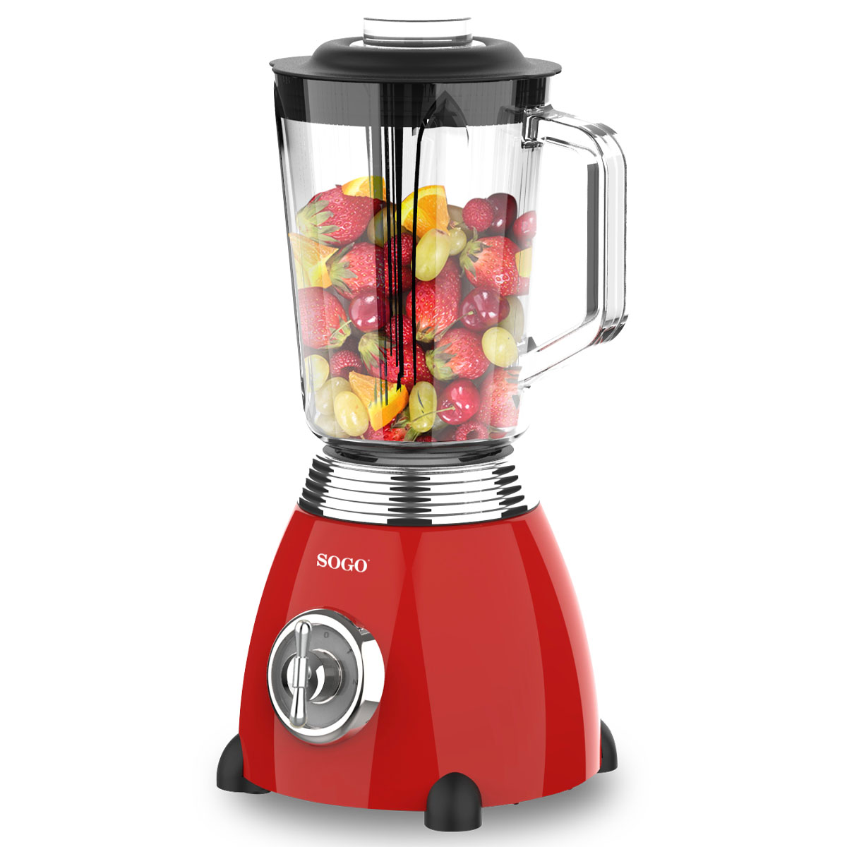 Sogo BAT-SS-5560, Kochmixer, Pulsfunktion, Eis-Crusher, 500 W, Rot