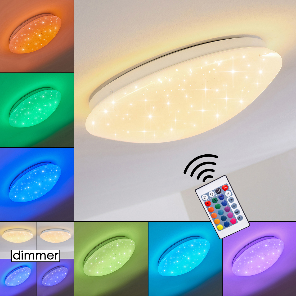 hofstein Lazio »Lazio« runde Deckenlampe mit Glitzer-Effekt H3472057