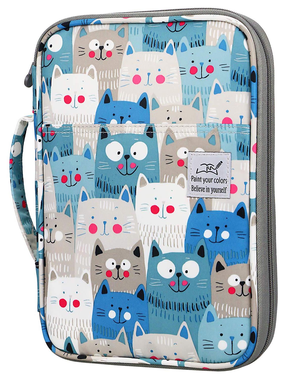 Markenlos Federmäppchen mit 96 Fächern – ein geräumiges Etui für Prismacolor-Aquarellstifte und Gelstifte, geeignet für Schüler, Künstler und Katzen mit großen Gesichtern.