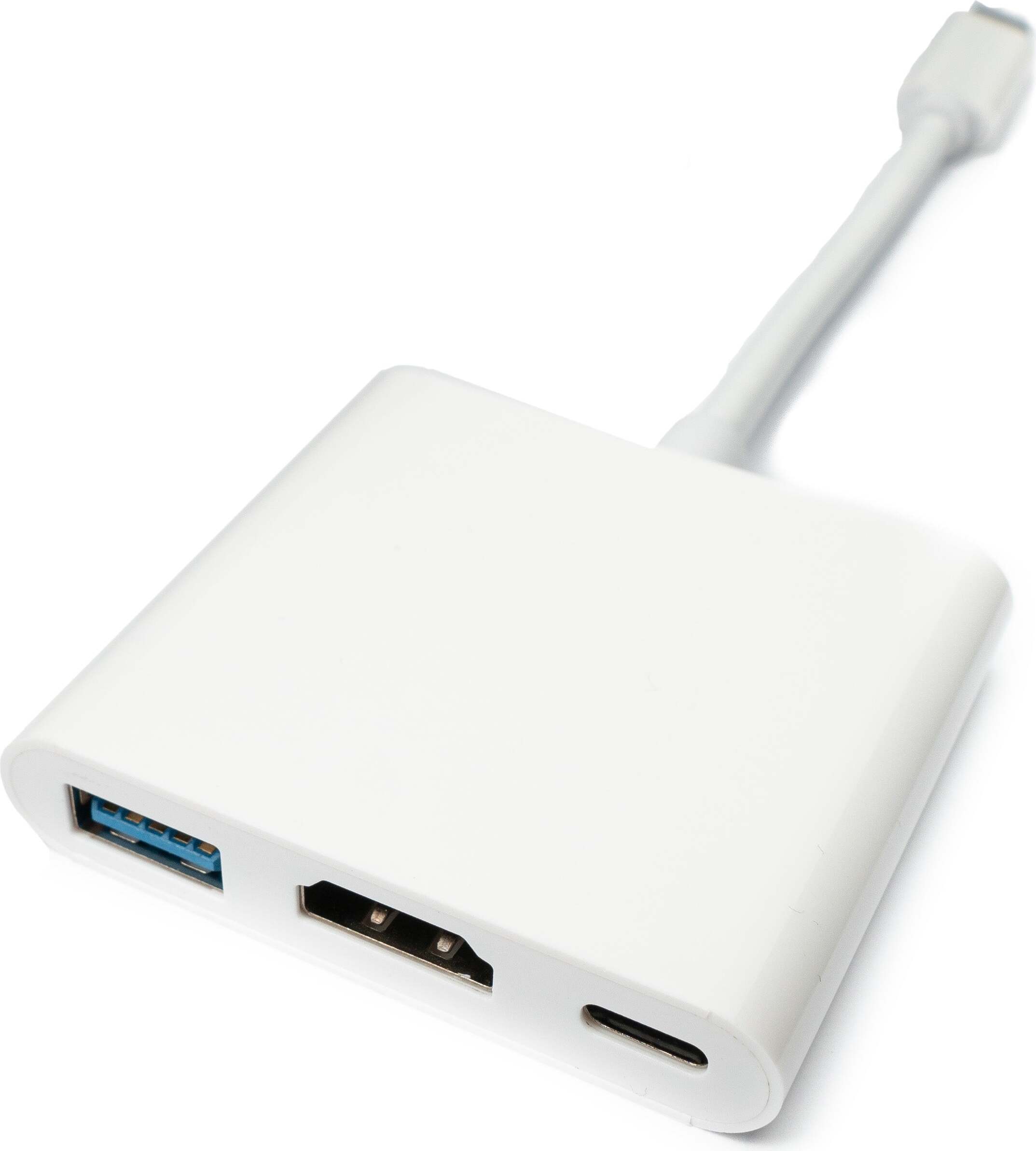 SYSTEM-S USB Hub 3.1 Typ C Stecker zu Buchse, 4K HDMI Buchse 3.0 Typ A Buchse 10 cm Weiß