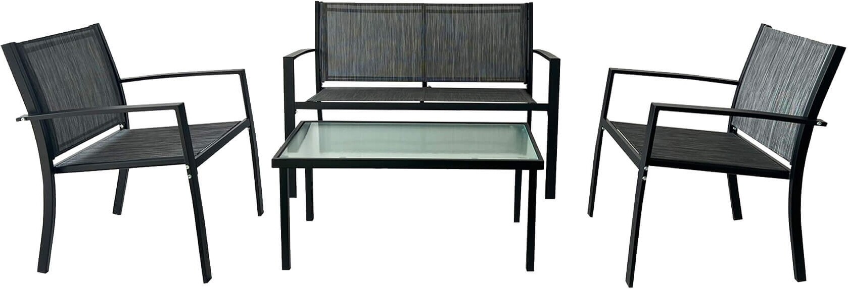 Záhradný salónik Rebecca Mobili Achiote 75x110x58 Oceľ Polyester Tmavo šedá Čierna Moderný SET 4 ks