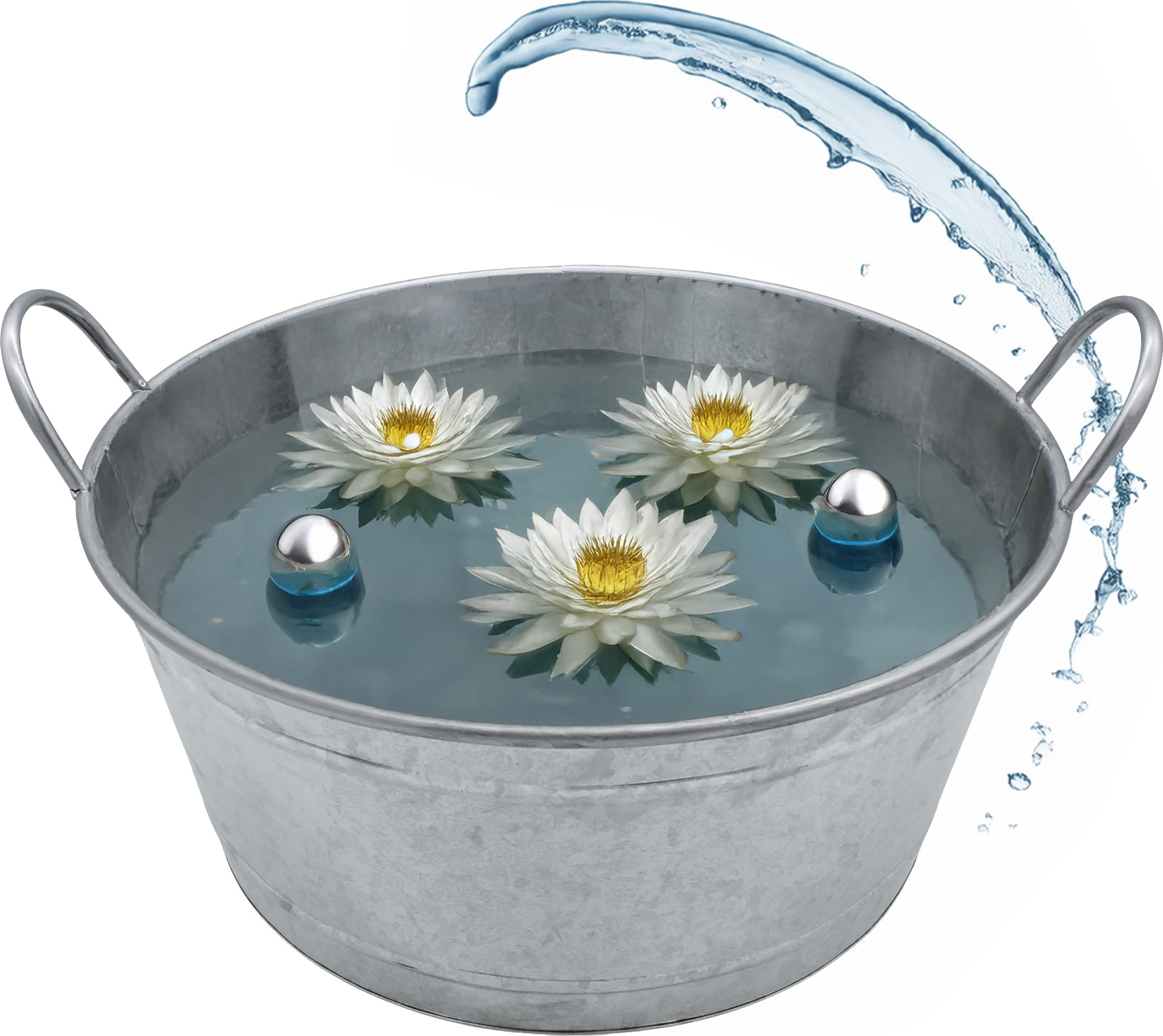 Spetebo 3.05 Zinkwanne XXL mit Griffen - ca. Ø 50 cm x 22 cm - Zink Garten Wanne