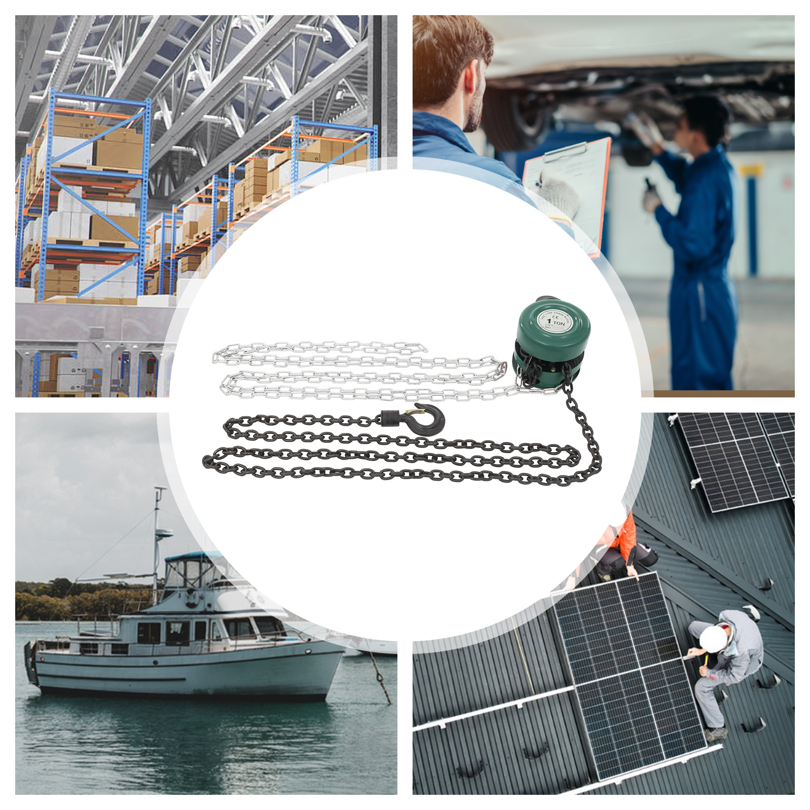 GreatDEshop2021 Manueller Kettenzug, 1T Kettenzug, Handkettenzug, Durchdachtes Design Kettenzug GYKNTZ-000600-WL