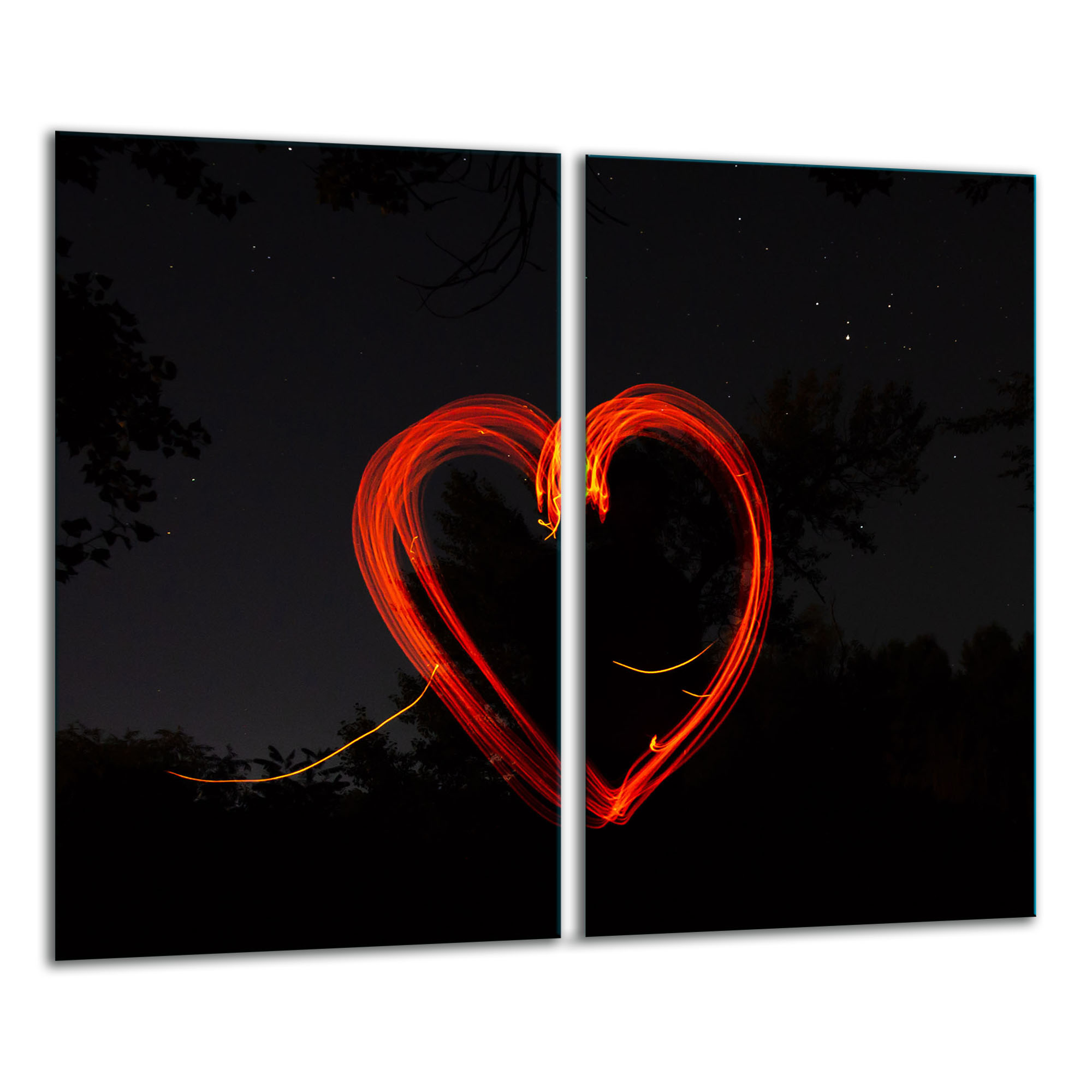 Herdabdeckplatten Ceranfeldabdeckung Spritzschutz Glas 60x52cm Holz Herz 