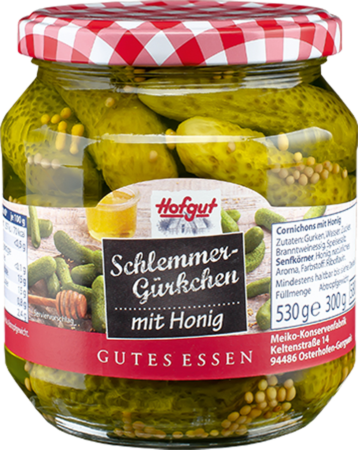 Hofgut Schlemmer Gürkchen mit Honig im Glas Gutes Essen Hofgut Schlemmer Gürkchen mit Honig im Glas Gutes Essen