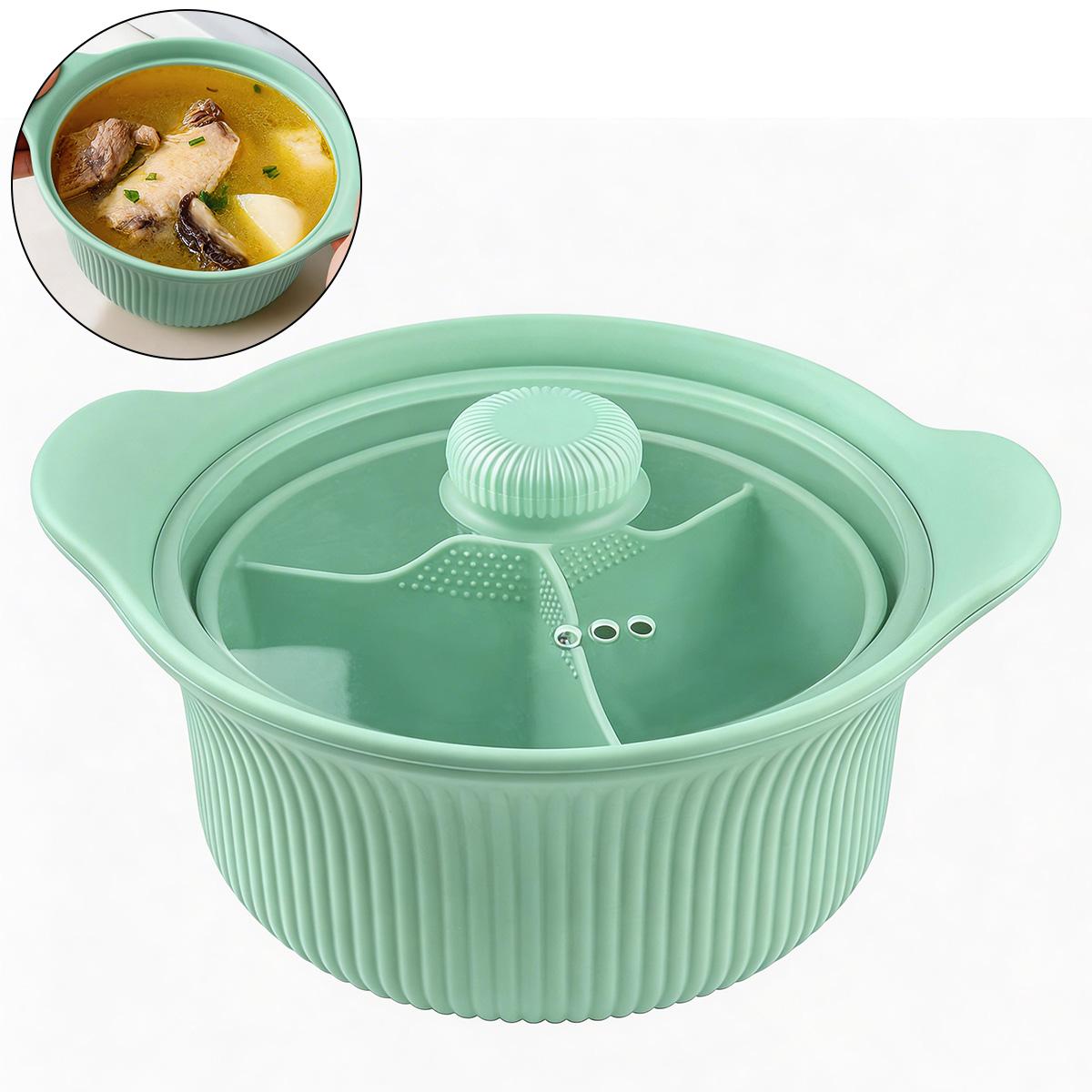 Welikera Mikrowellen Dampfgarer Silikon mit Deckel 3 Fächer 1250 ml, Dampfgarer Mikrowelle für Gemüse Reis Babykost KAUF-INTT-KF3141-004