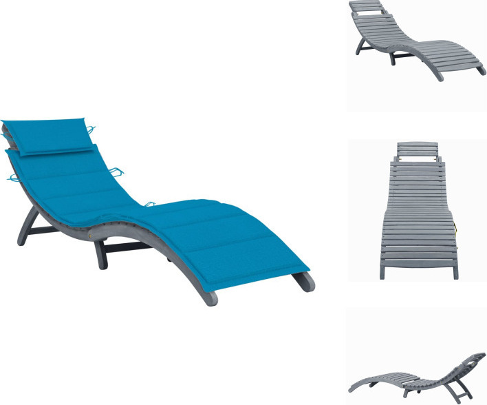 vidaXL Lehátko s vankúšom sivé z masívneho dreva akácie - Lehátka