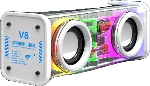 Prenosný reproduktor, Bluetooth 50, dvojitý reproduktor, biely