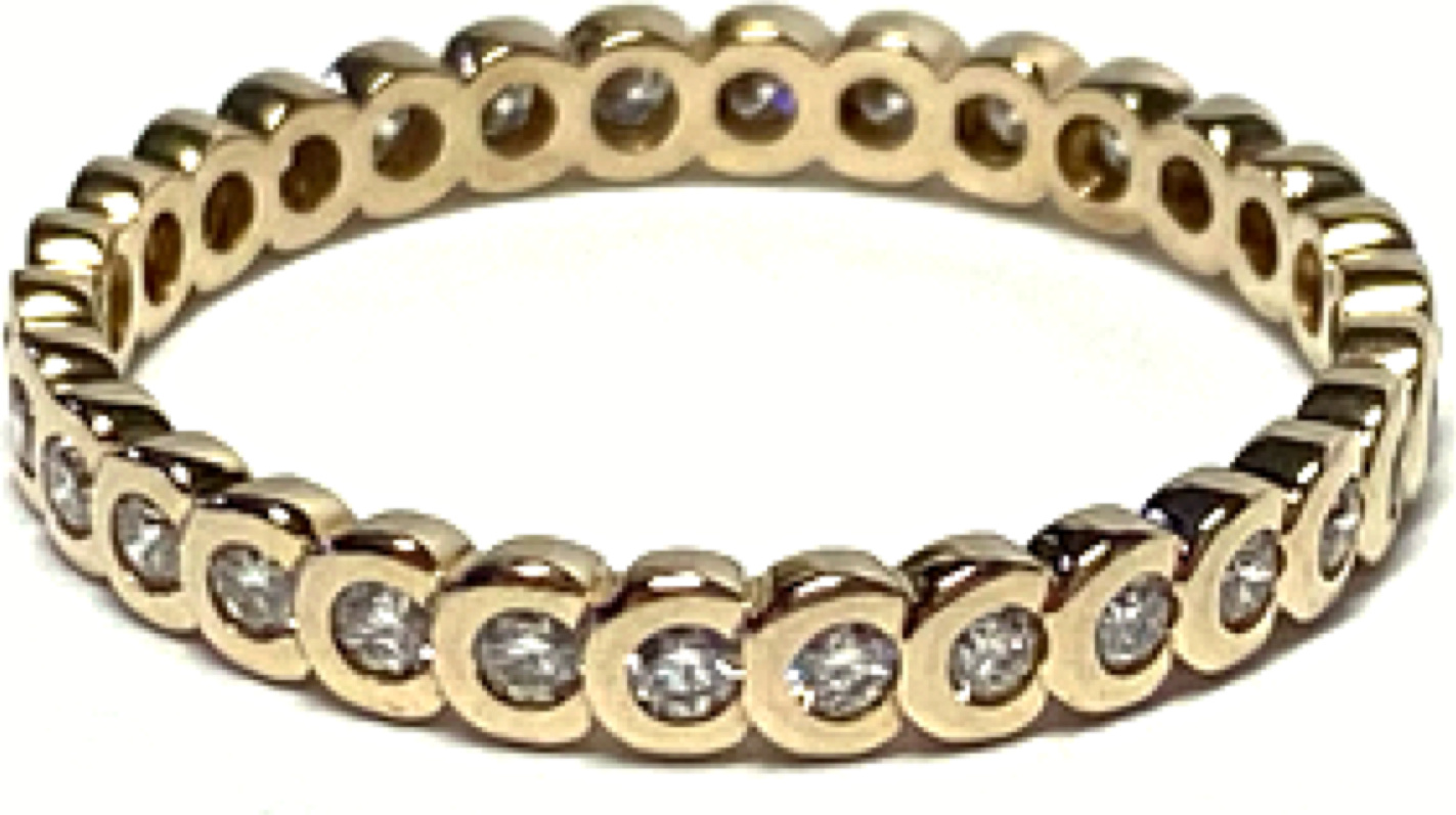 Edelschmiede925 Ring 585/- Gold Diamant 0,5ct Memoryring umlaufend Brillanten je 0,02ct Bandring #59 Edelschmiede925-37808