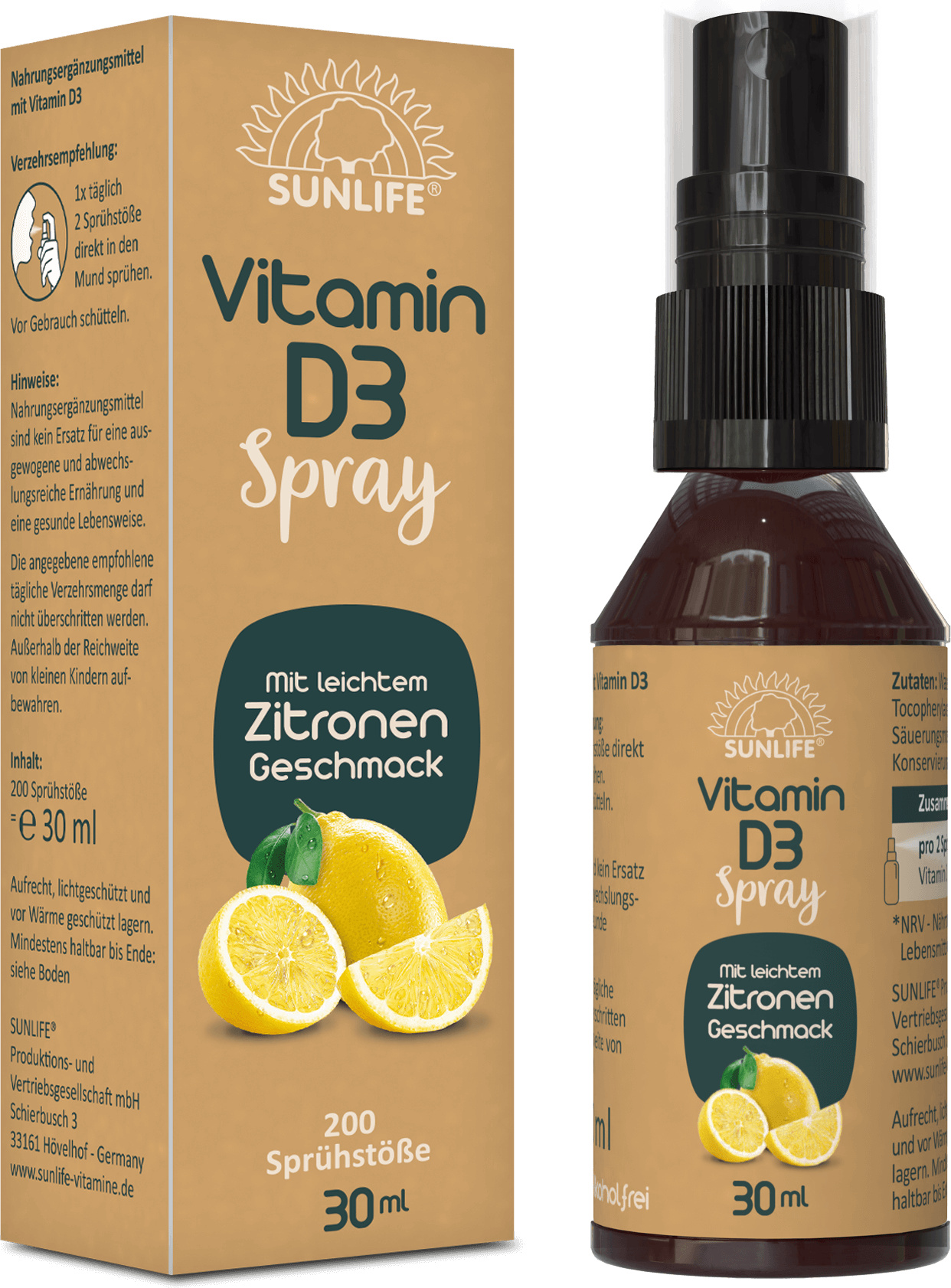SUNLIFE® Vitamin D3 Spray Knochen Zähne Immunsystem Gesund Sonnenvitamin 166869