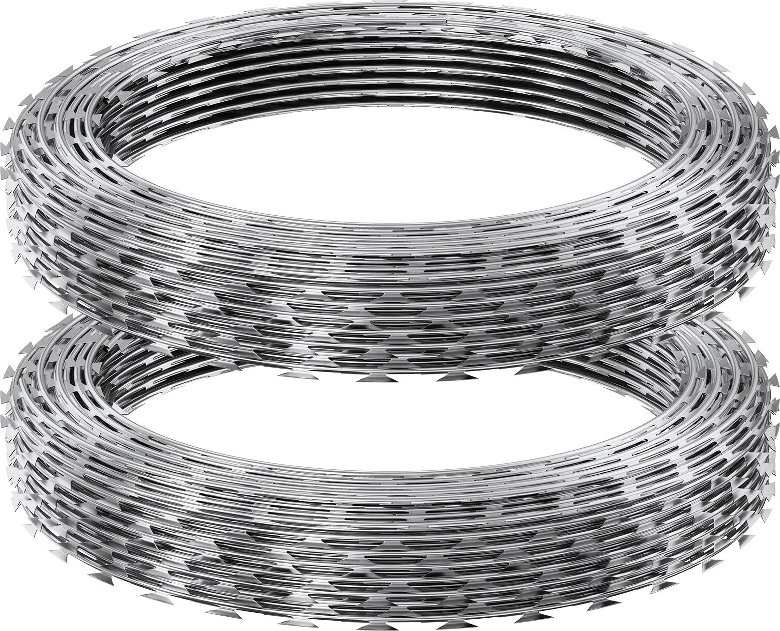 SucceBuy-Stacheldraht, 30 m langer Stacheldraht. 2 Rollen Stacheldraht für Zäune und Umzäunungen. Stacheldrahtband, verzinkt. Ideal für den Garten. SD-SRBW7.5-BTO22