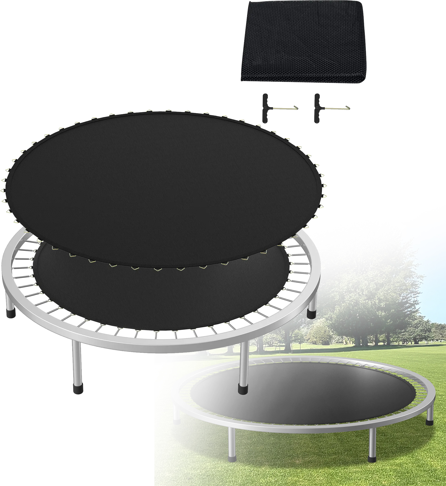 LZQ 12FT trampolína skákacia podložka Ø 366 cm 8-šitá pružina odolná voči UV žiareniu 100 kg záhradná skákacia podložka náhradný diel trampolína Trampolína Mat Replacement