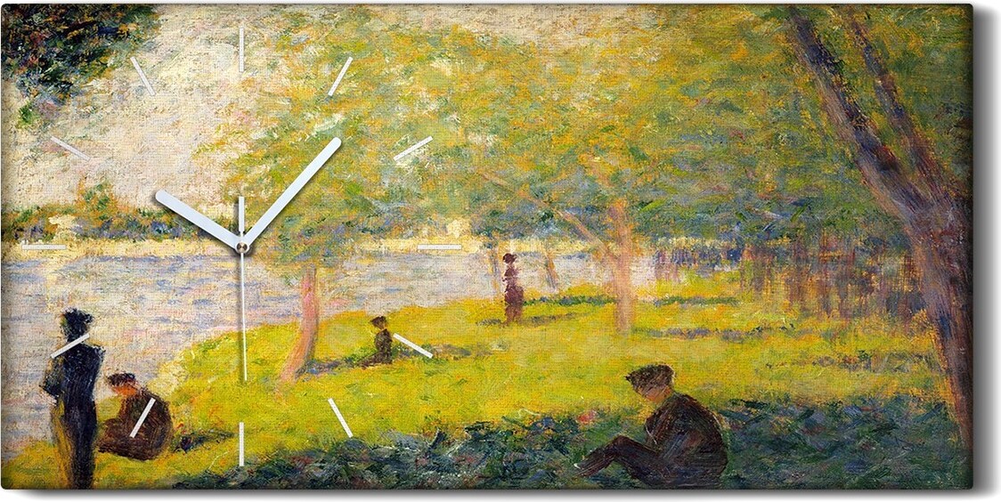 coloray Dekor Leinwand Uhr Wandbilder 60x30 Studie mit Zahlen Studie für La Grande Jatte - weiße Hände zch-60x30-2034831-b