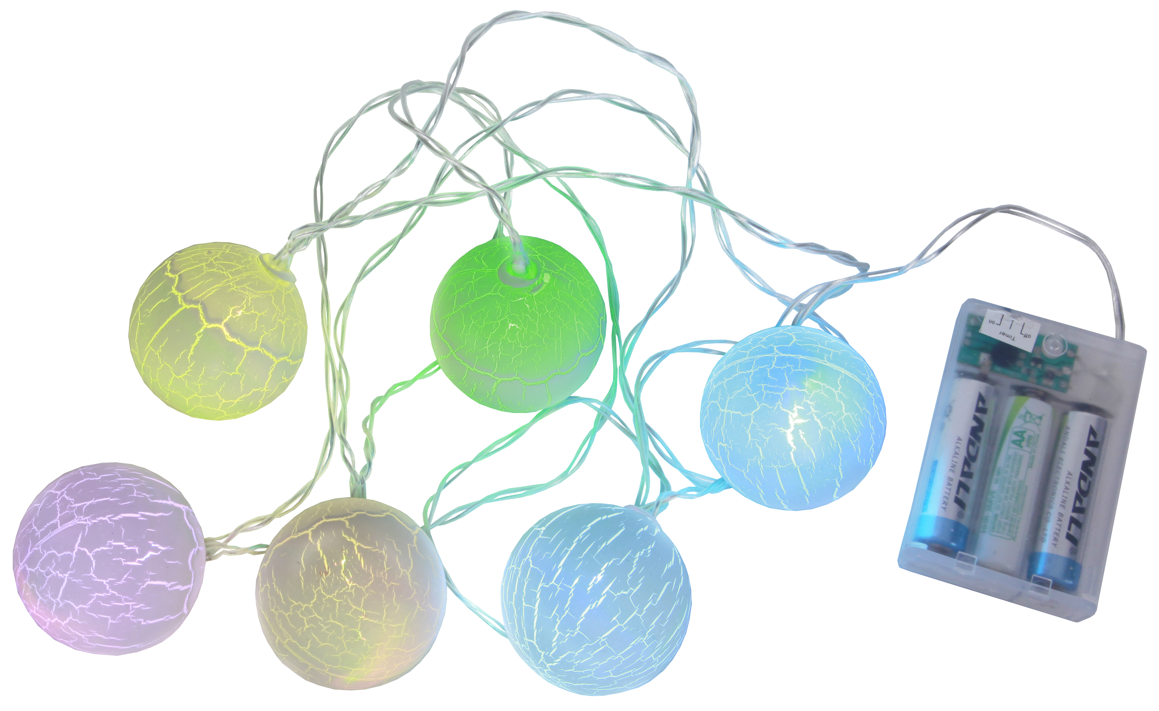 Best Season LED-Kugelkette "Alba" 6 Farbwechsel- LED gefrostet, ca.100 cm Ø, Batterie, Timer, 726-89