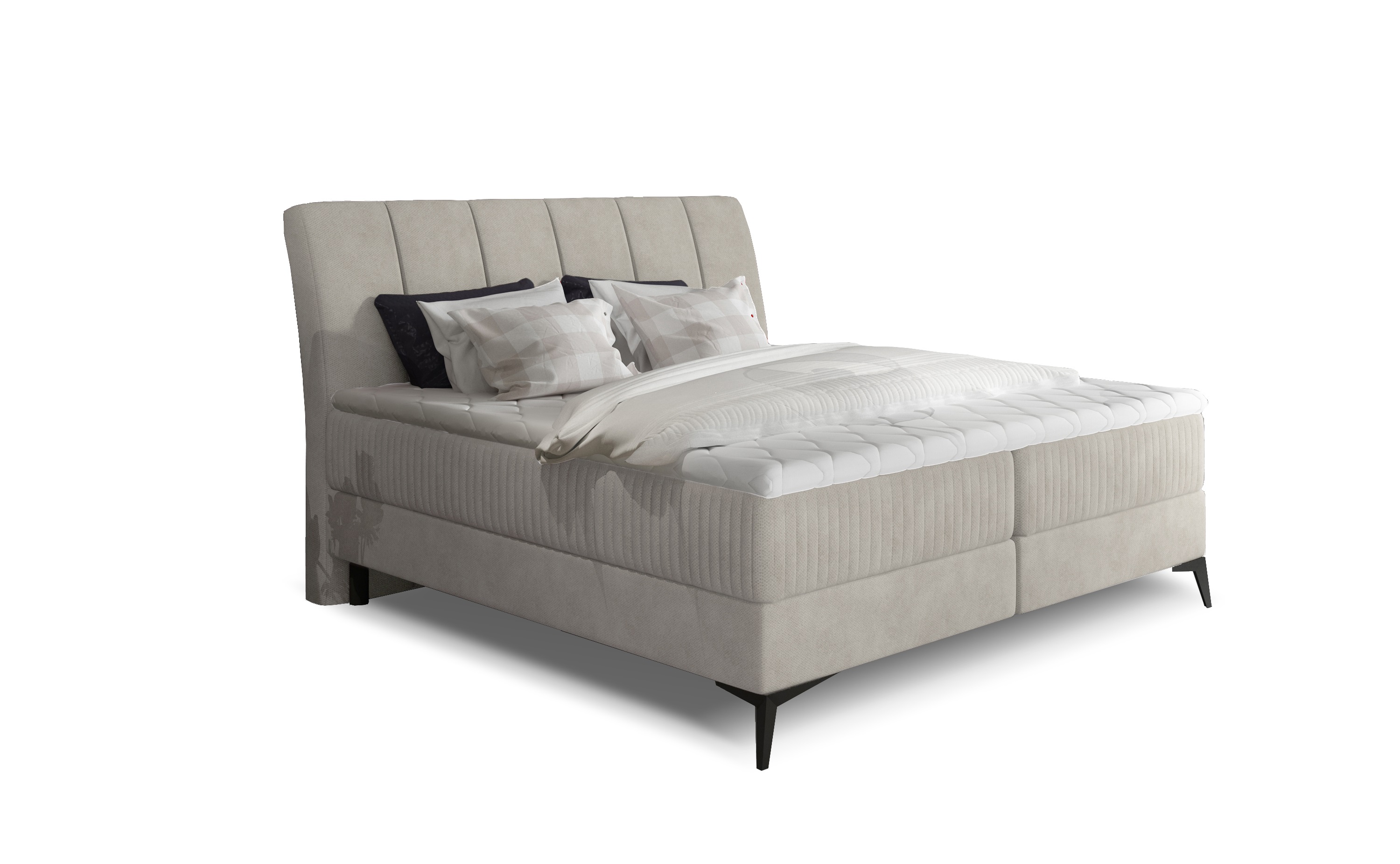 MOB, Manželská posteľ Boxspring 160 cm - Alberto (béžová Soro 83) (s matracmi)