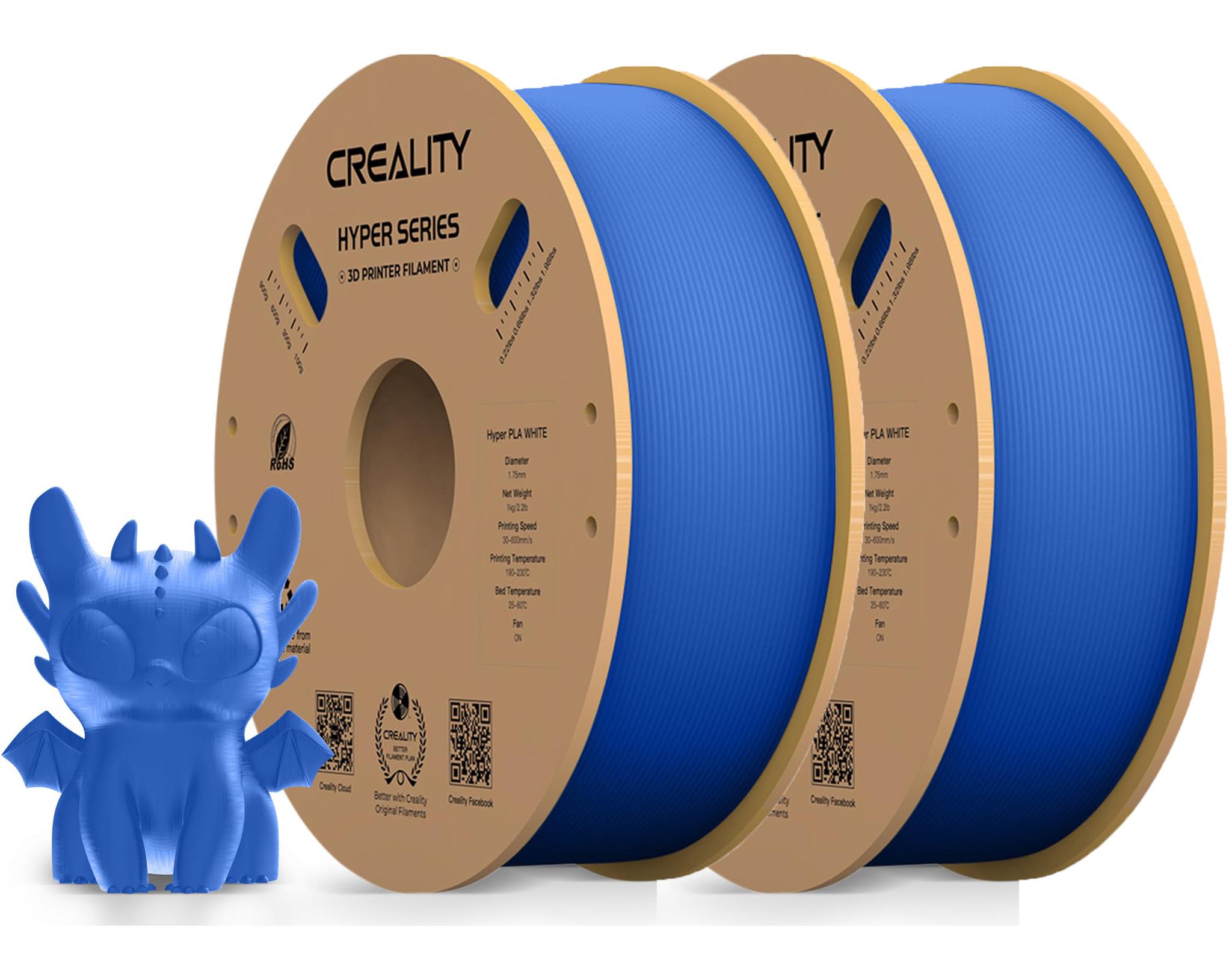 CREALITY 3D Creality PLA Filament Set, Hyper Serie, 1,75mm, 2KG für 3D Drucker, 2 x 1000g, - Blau - 3301010341 Hyper PLA Filament Set-Blau
