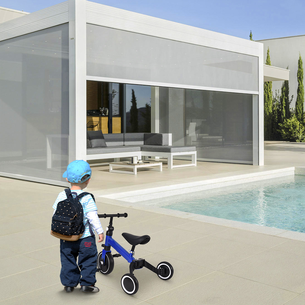 Supfine Laufrad Kinder 2 in 1 Wagen Schiebewagen abnehmbare Schubstange Blau