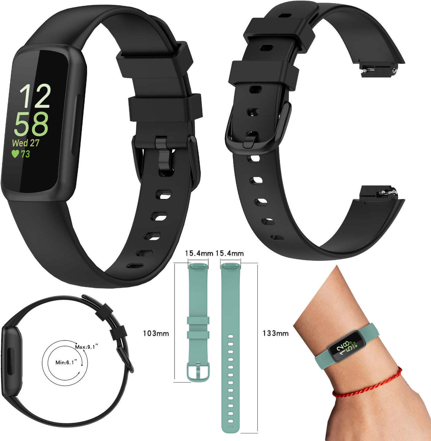 Pre Fitbit Inspire 3 hodinky Plastový / silikónový náramok Náhradný náramok na ruku Čierna veľkosť L / muži