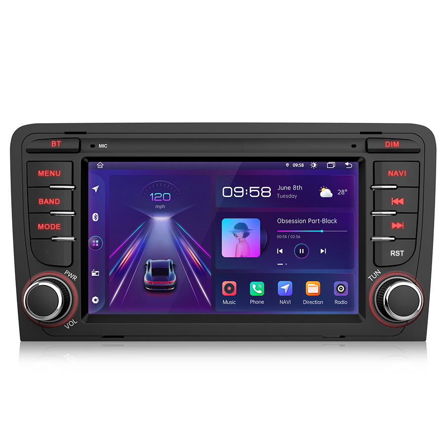 7 Android12.0 Autoradio Pour AUDI A3 S3 RS3 GPS NAVI BT DAB WIFI 1+32GB  USB RDS