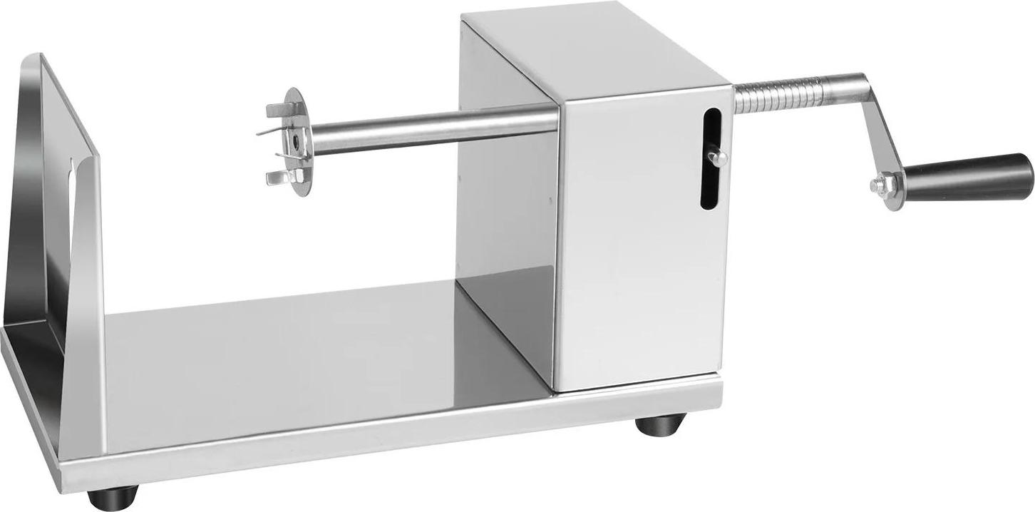 Krájač na zemiaky - špirálový krájač - 430 nerezová oceľ - plast - špirálové lupienky/tornádo - na zemiaky a zeleninu - CE/EU - strieborný