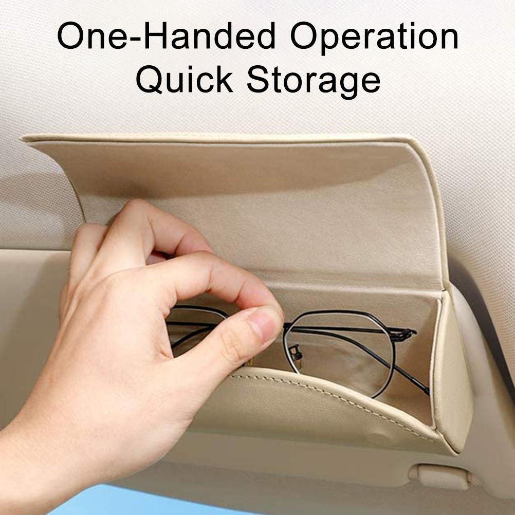 KKmoon Sonnenbrillenhalter für Auto Sonnenblende Auto Brille Organizer Box Fahrzeug Visier Zubehör Brillenetui für Frau Mann Braun Einheitsgröße K_10124799_250312_51004
