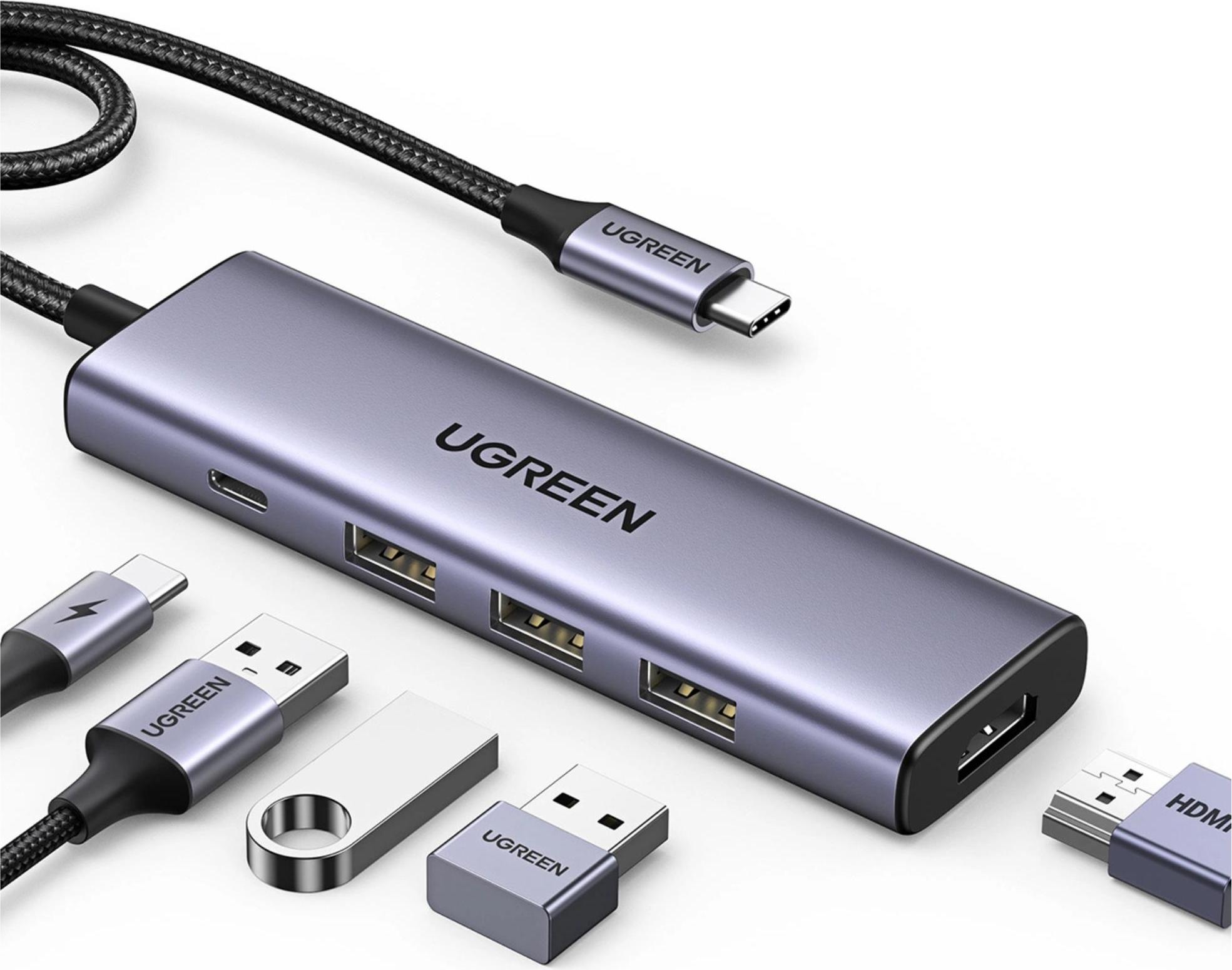 HUB Ugreen CM511 15597 5w1 USB-C - USB-C PD / HDMI / 3x USB-A 3.0 - szary