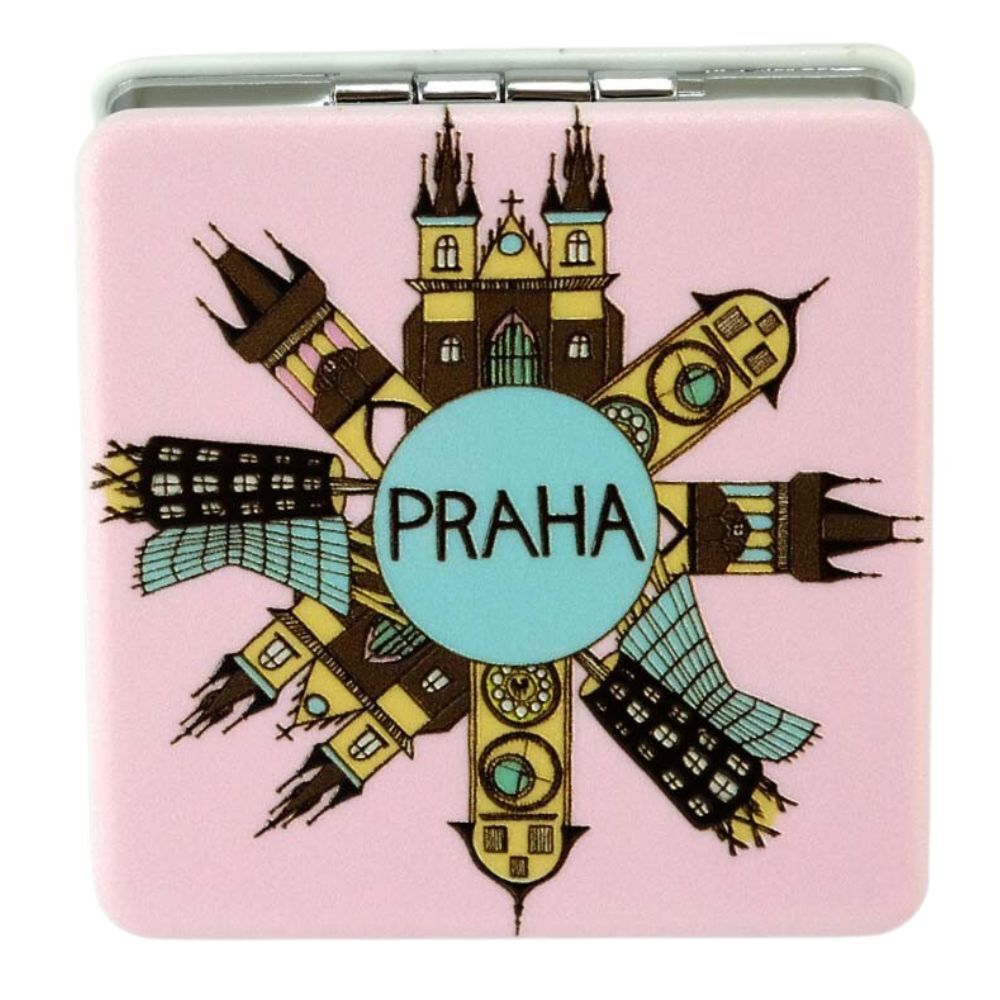 GiftyCity GIFTY CITY Kozmetické vreckové zrkadlo Praha Barva: růžová