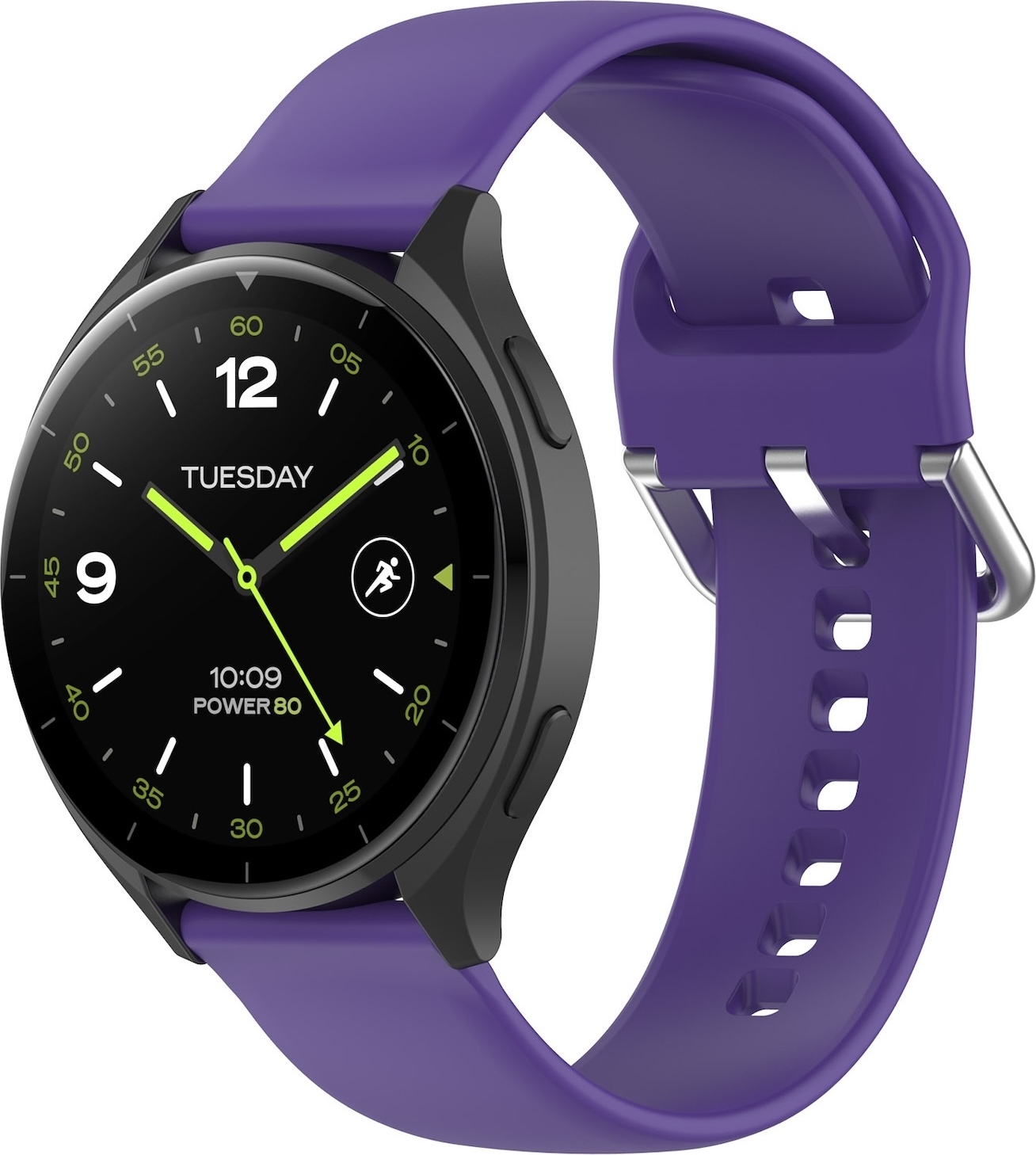 Pre Xiaomi Watch 2 Vysokokvalitný silikónový jednofarebný remienok Kovová pracka Hodinky Náhradná veľkosť pásu na ruku Fialová