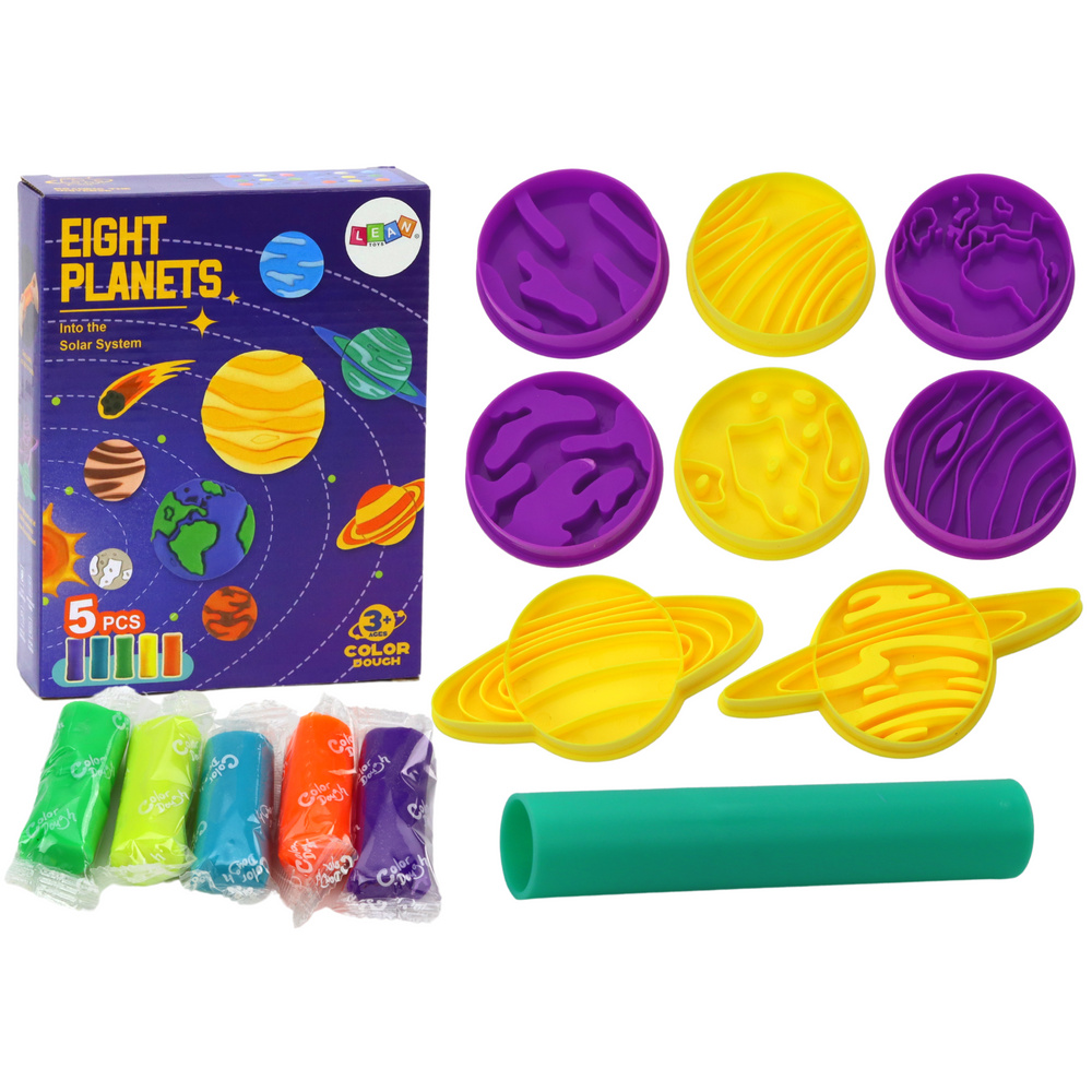 Lean Toys Knete mit Formen für 8 Planeten Spielknete
