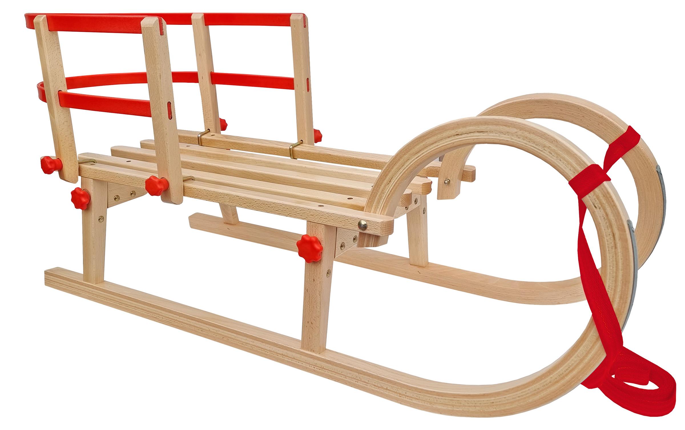 Erst-Holz 21-000-Lehne Hörnerschlitten Klappschlitten mit Lehne, Länge:95 cm