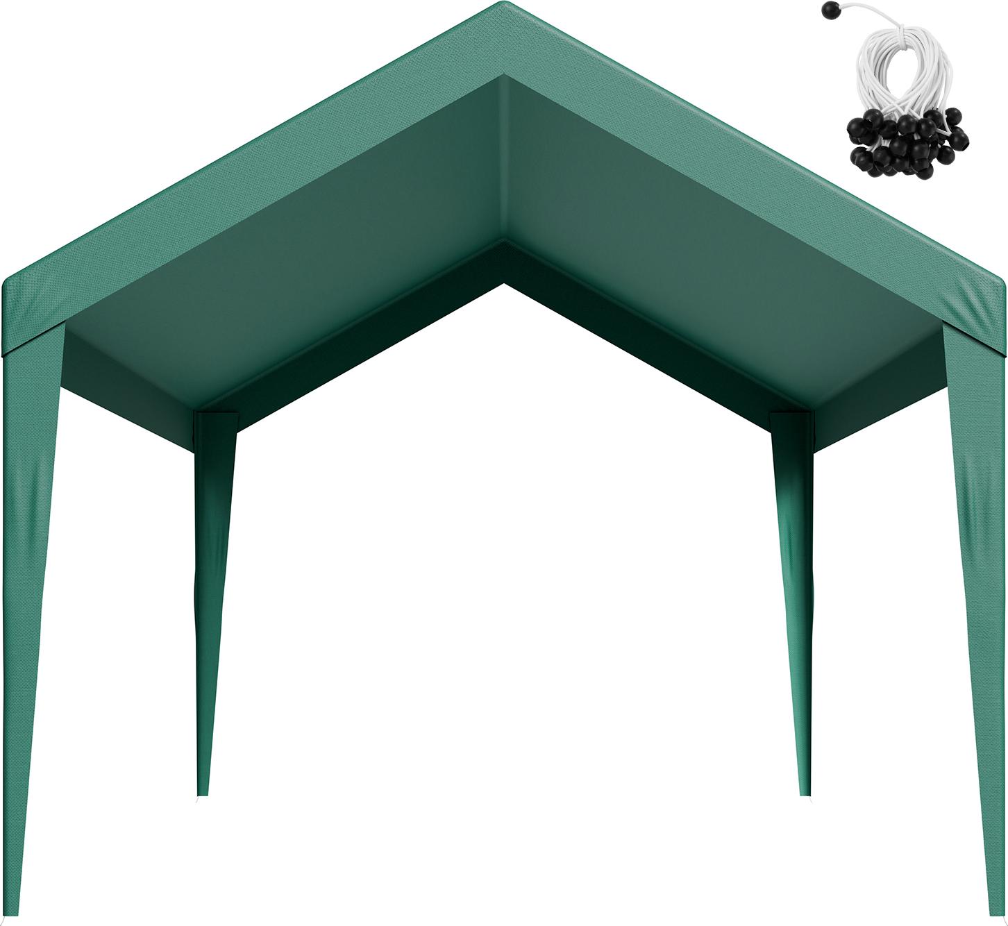 SucceBuy náhradná strecha na prístrešok pre auto, 3 x 6 m, robustná plachta na prenosné garážové stany, UV odolný kryt na prístrešky pre auto, odolná plachta so sieťkami na zachytávanie loptičiek, tmavo zelená, bez rámu