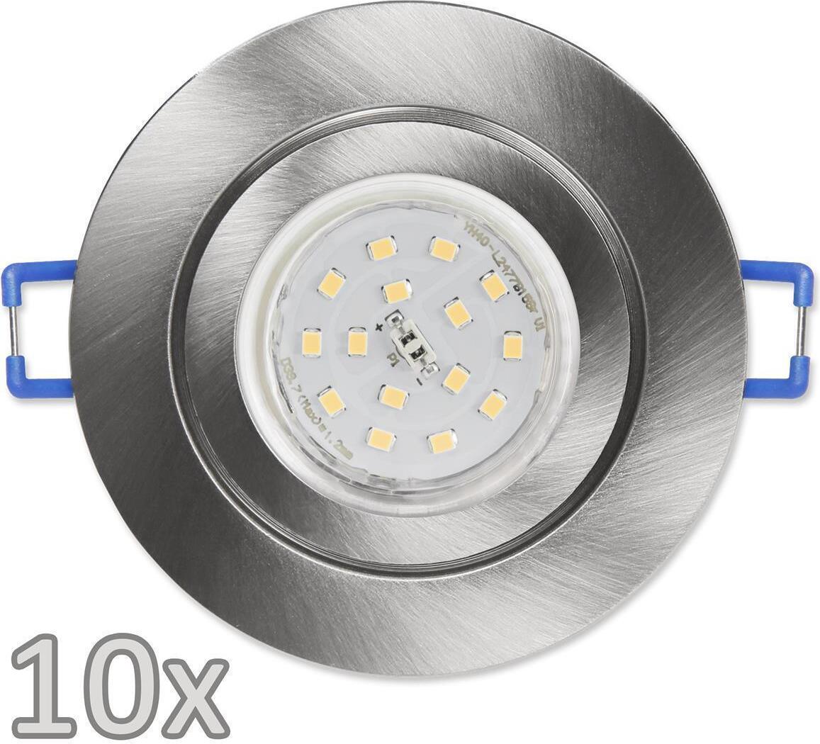 Einbauleuchten-Set McShine, 10xRahmen, 10xLED-Strahler,Edelstahl, 5W,500lm, IP44 1452905