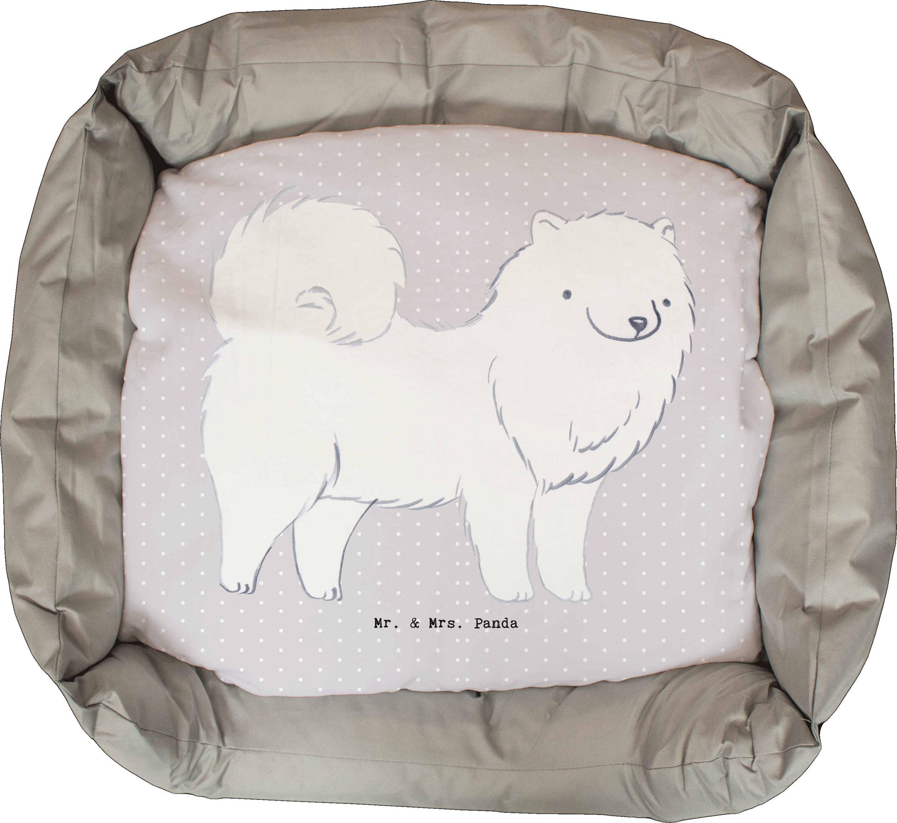 Mr. & Mrs. Panda Hundecouch Samojede Lebensretter - Grau Pastell - Geschenk, Hund, Ostern, Muttertag, Valentinstag, Samojedenhund, Nikolaus, Samojedenspitz, Weihnachten PD-1200440-STANDARD