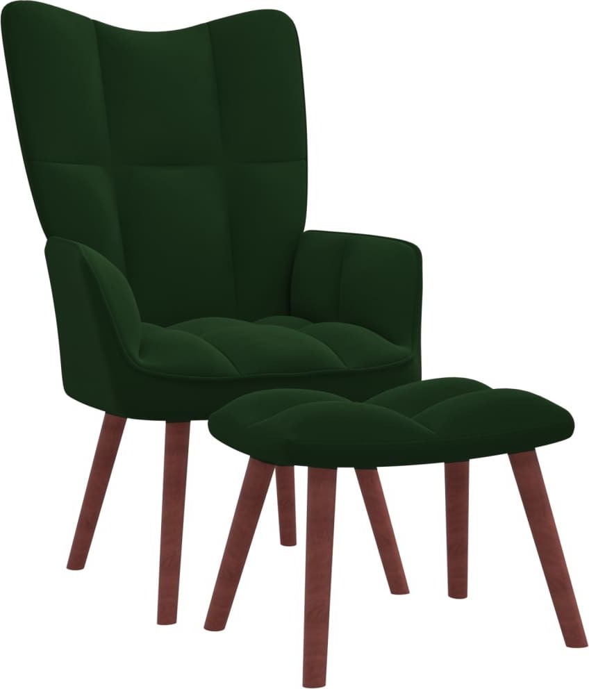 vidaXL Relaxsessel mit Hocker Dunkelgrün Samt - Relaxsessel Mit Hocker - Relaxsessel Mit Fußhocker - Sessel Mit Hocker - Sessel Mit Fußhocker HL328064