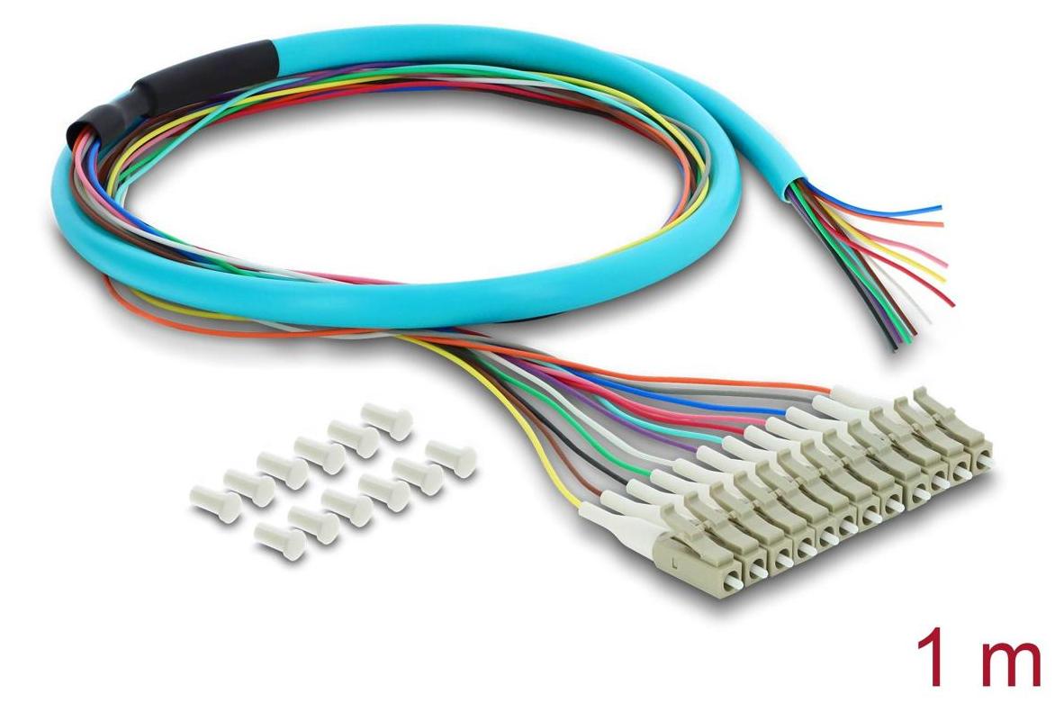 DELOCK LWL Kabel 12x LC-UPC Simpl St > 12x off. Kabelende 1m 91054