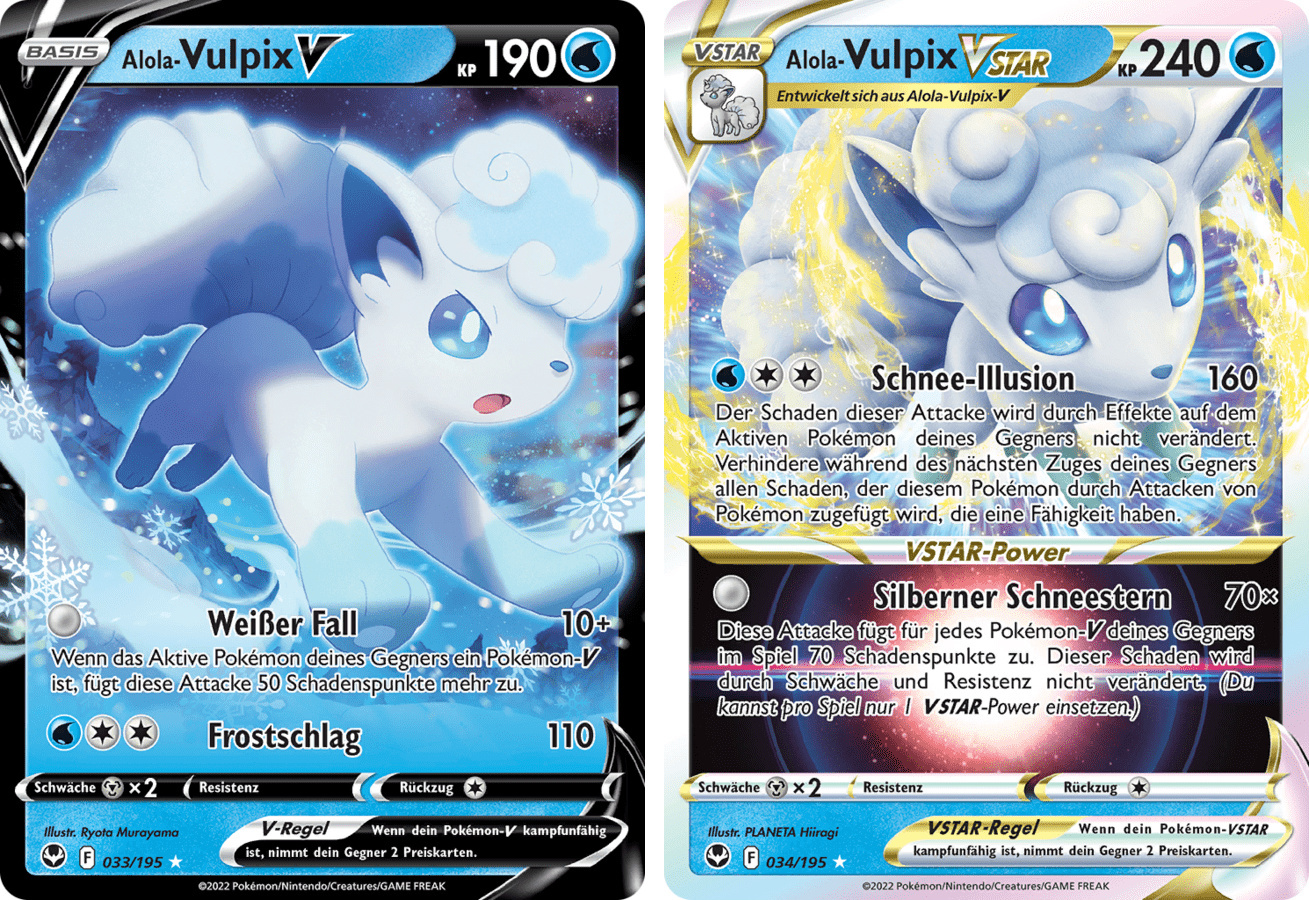 The Pokemon Company Alola-Vulpix V & Alola-Vulpix VSTAR SET Schwert & Schild 033-034/195 Sammelkarten Pokemon Einzelkarten