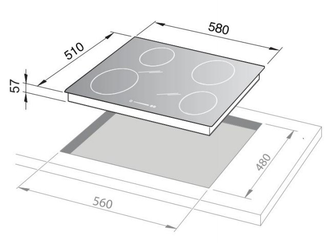 DeLonghi PIN 65 TC varná doska čierna Integrovaná indukčná varná doska 58 cm so 4 zónami