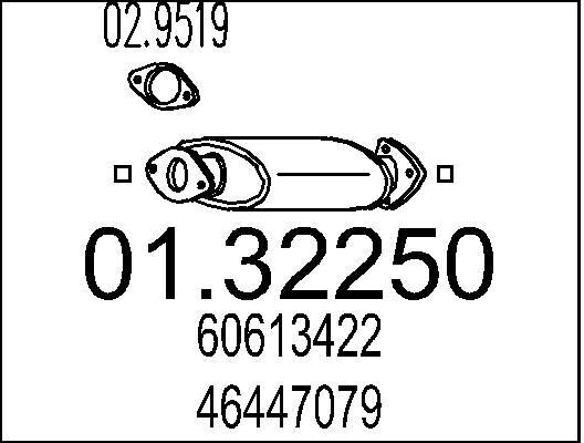 MTS Sportartikel MTS 01.32250 Vorschalldämpfer Schalldämpfer für FIAT COUPE (FA/175) für ALFA ROMEO 155 (167) für LANCIA DELTA II (836)
