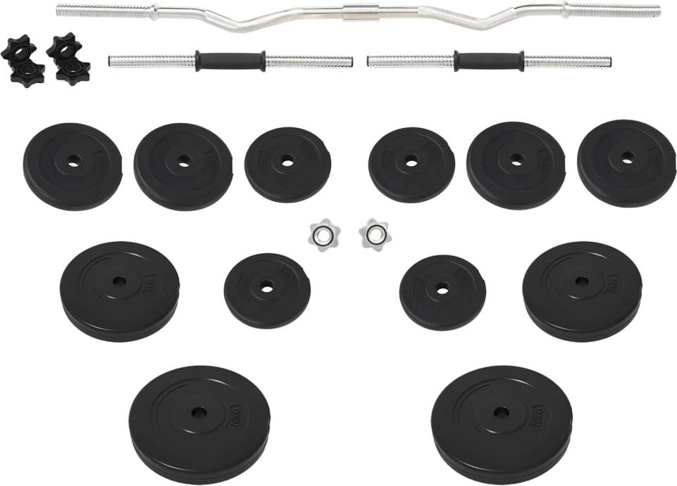 vidaXL Langhantel und Kurzhantel mit Gewichten 60 kg 3145025