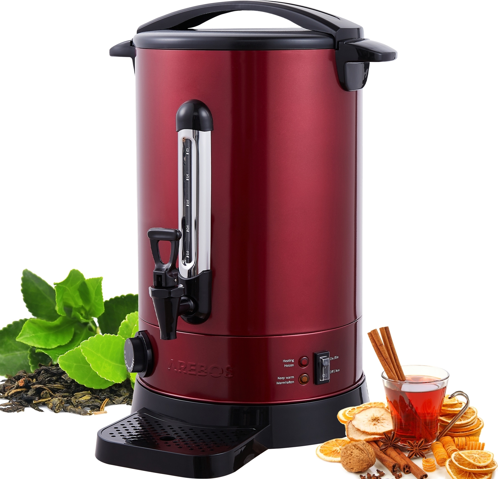 Bollitore Per Vin Brulé 8 Litri – Acciaio Inox Con Rubinetto, Termostato Regolabile 30-110°C, 1500W, Indicatore Livello Acqua